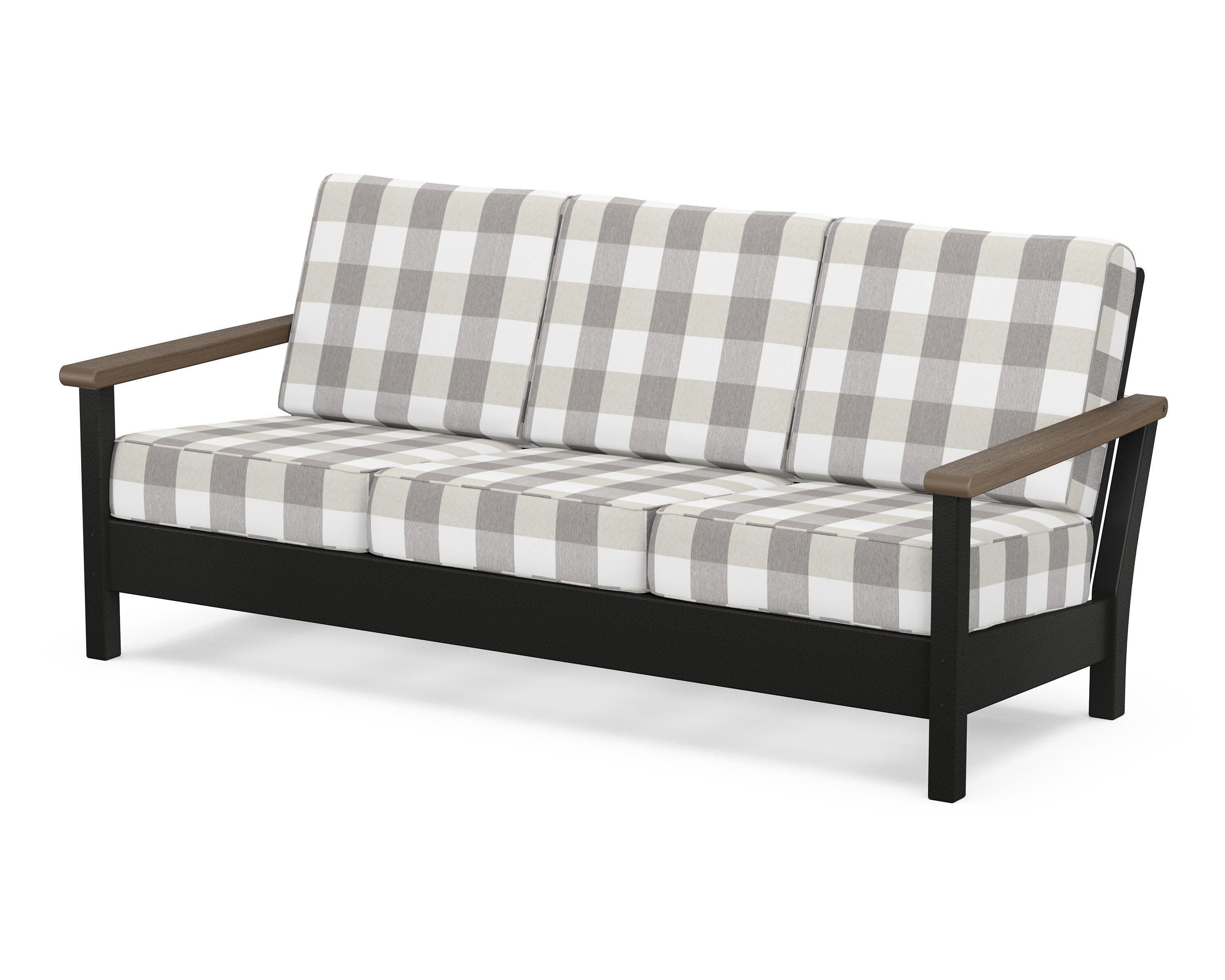 Harbour Deep Seating Sofa in Black / Kona / Buffalo Plaid Grey Mist