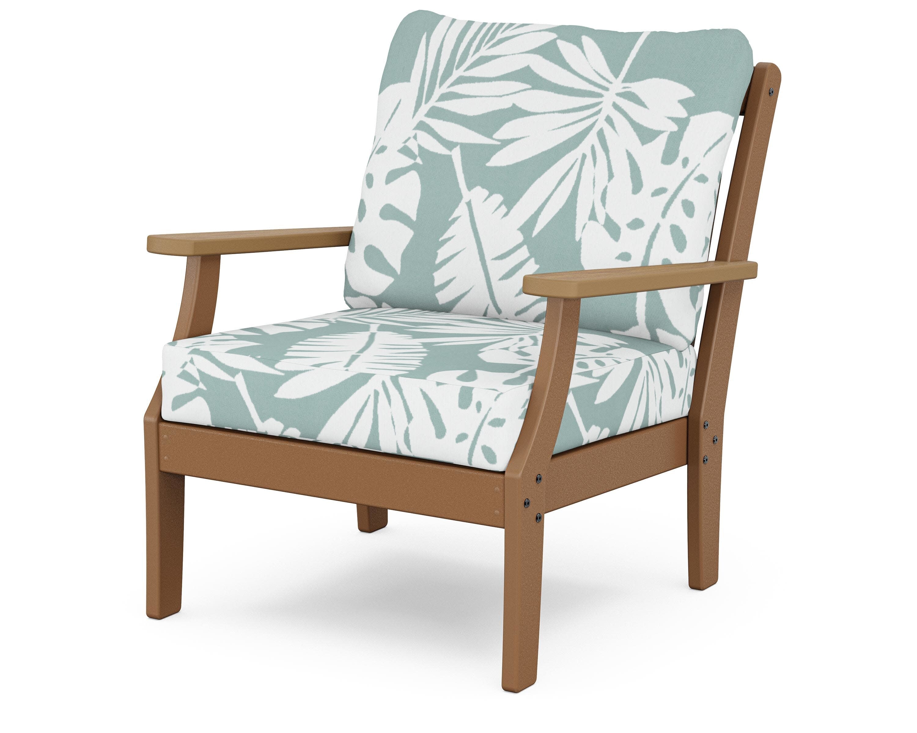 Braxton Deep Seating Chair in Teak / Natural / Leaf Glacier Spa