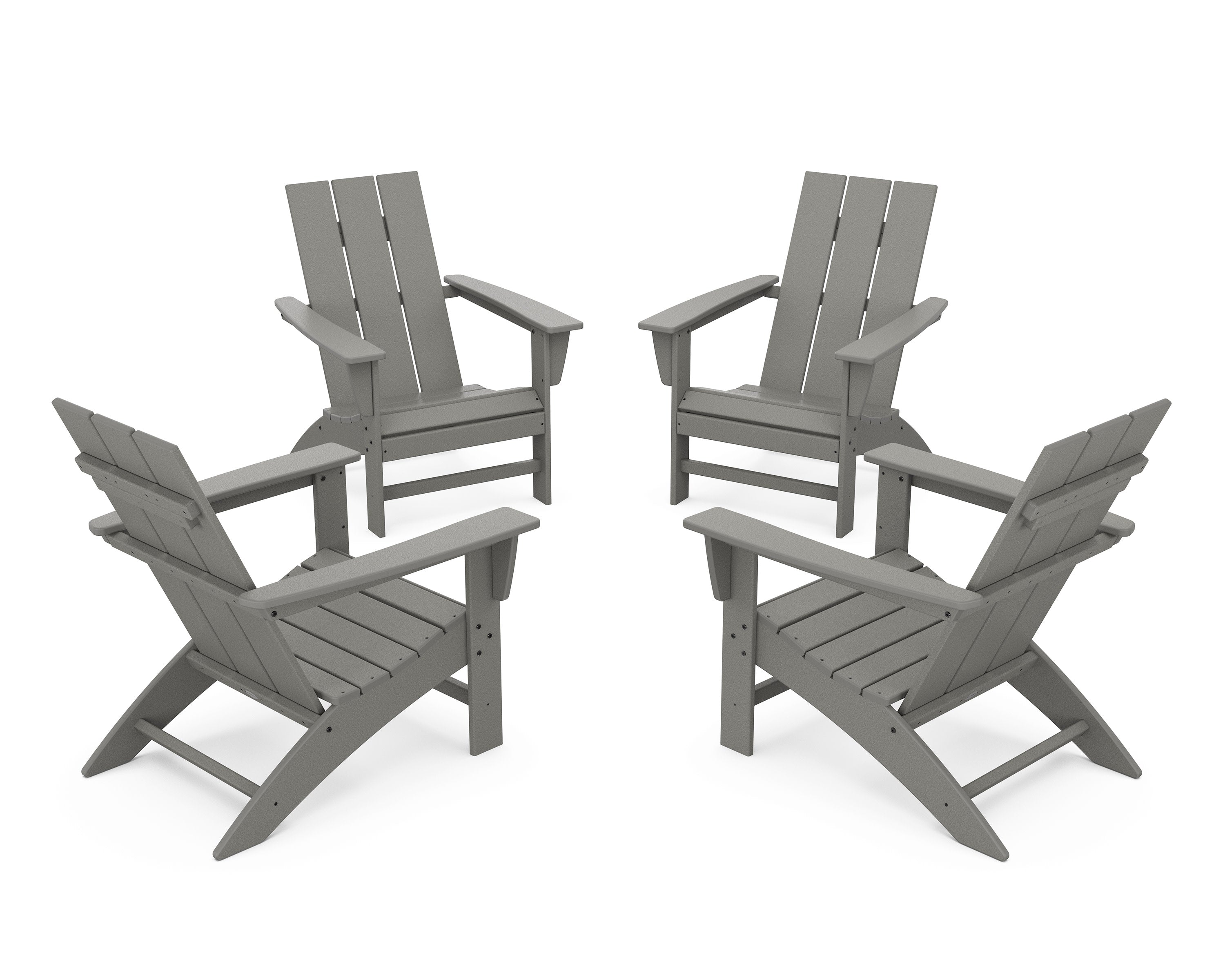 4-Piece Modern Adirondack Chair Conversation Set in Slate Grey