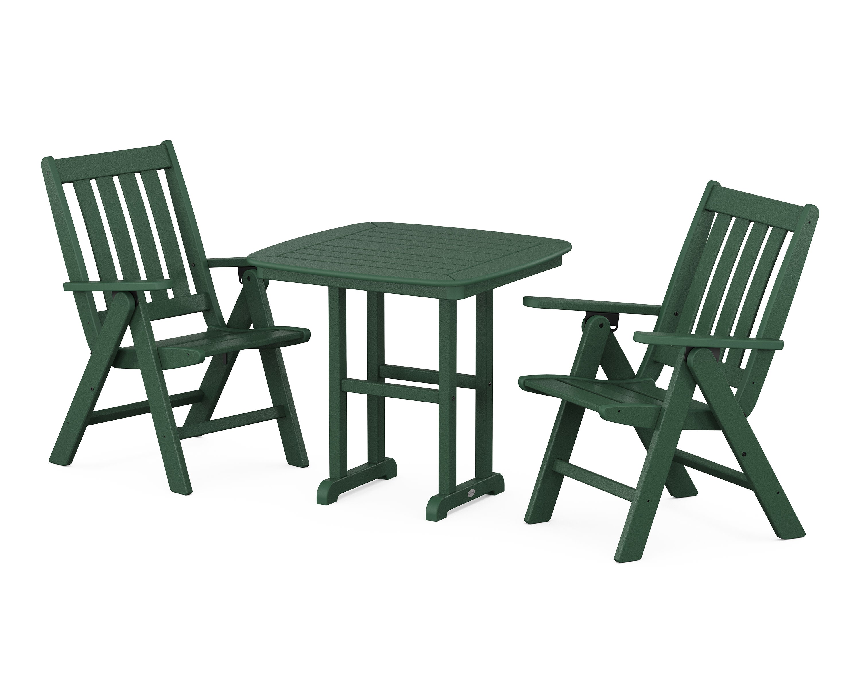 Vineyard Folding Chair 3-Piece Dining Set in Green