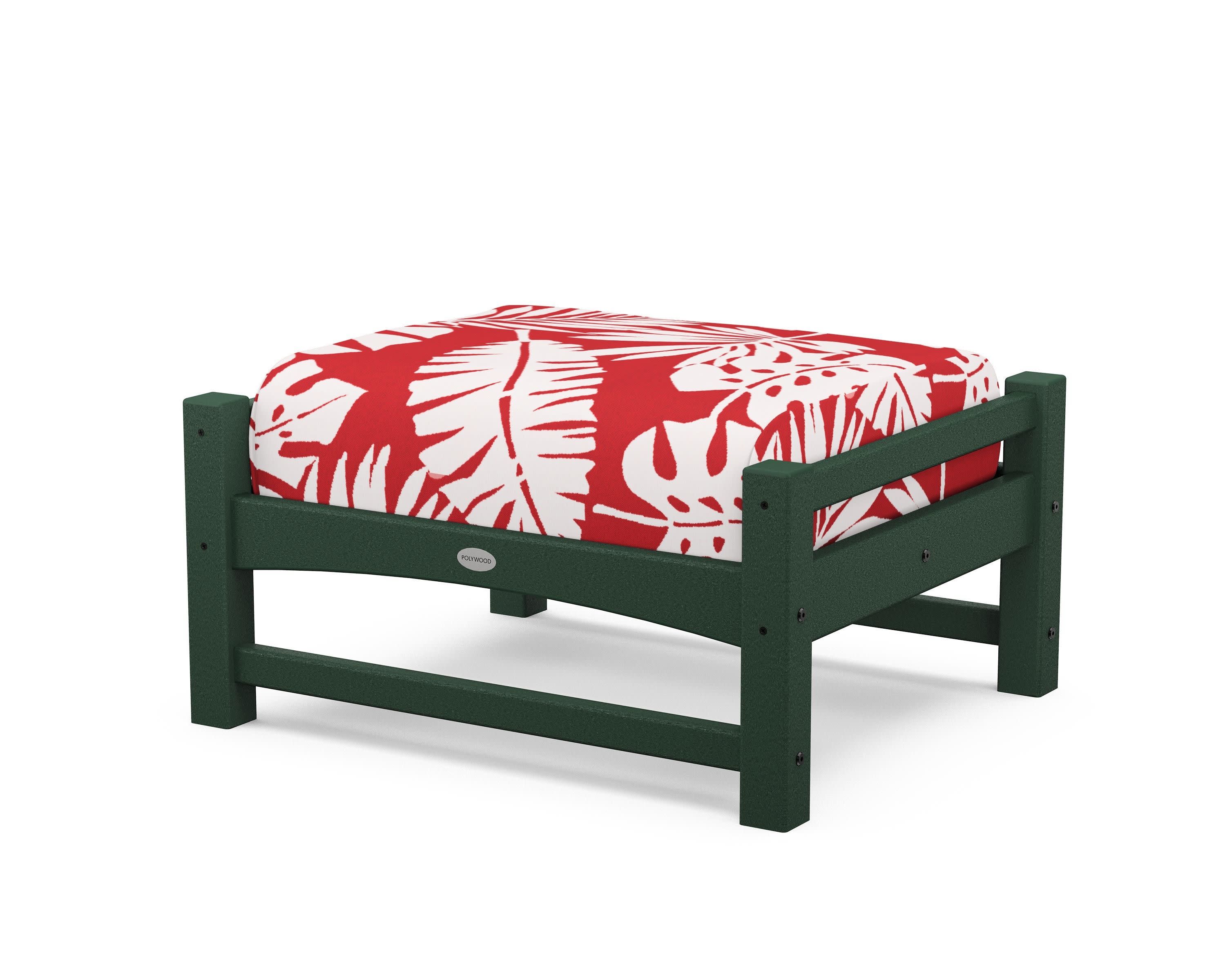 Club Ottoman in Green / Leaf Crimson