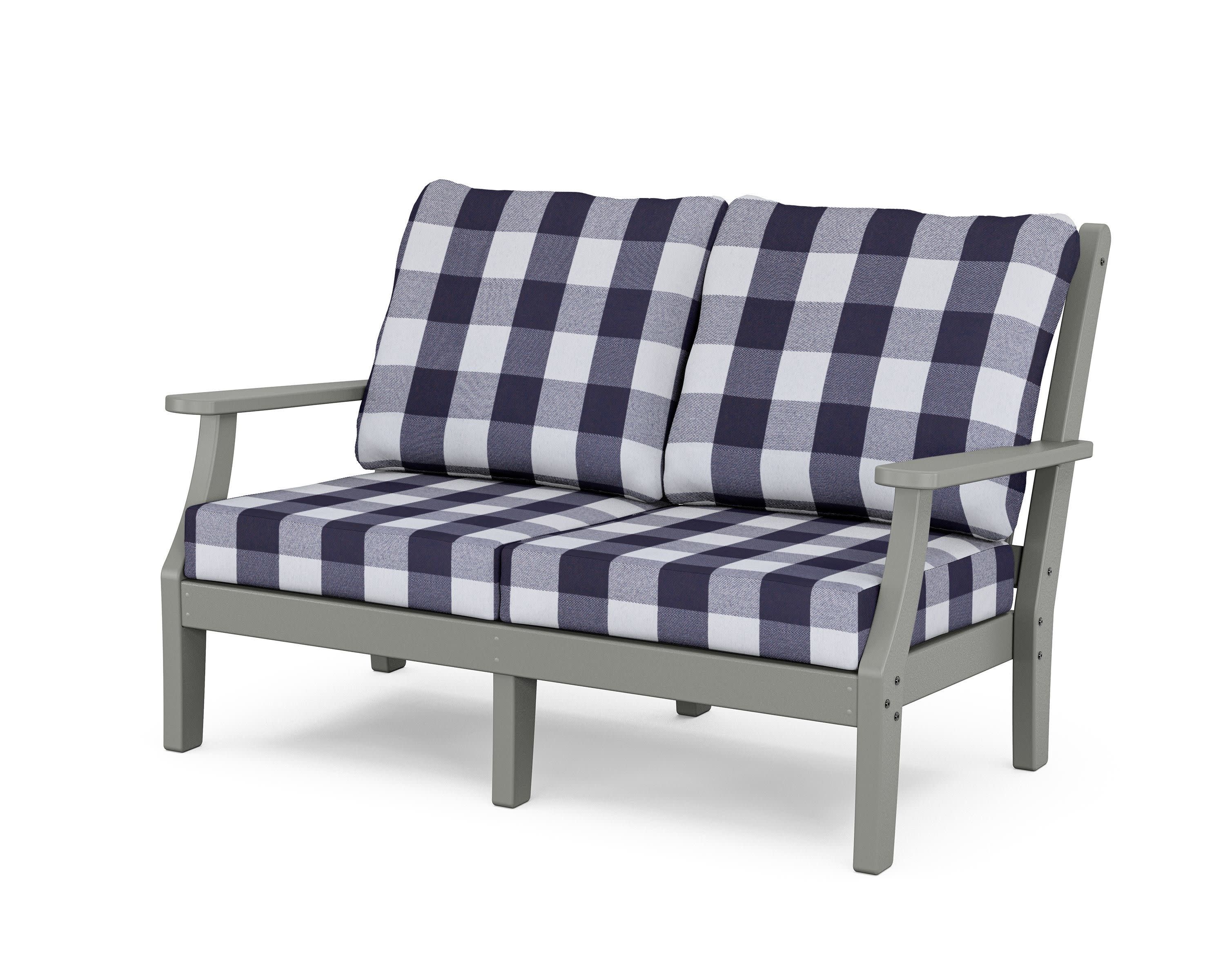 Wovendale Deep Seating Loveseat in Slate Grey / Buffalo Plaid Navy