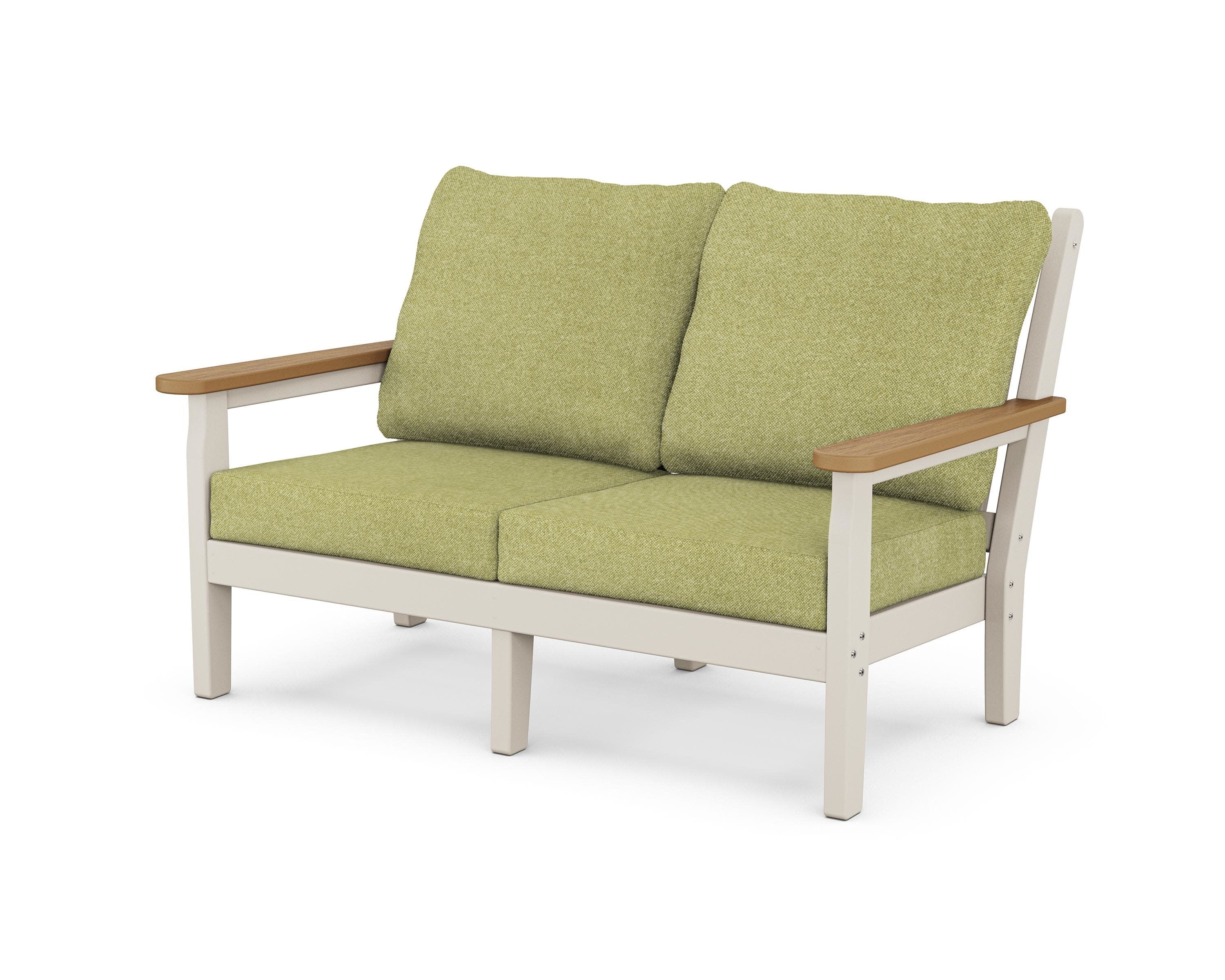 Chippendale Deep Seating Loveseat in Sand / Natural / Chartreuse Boucle