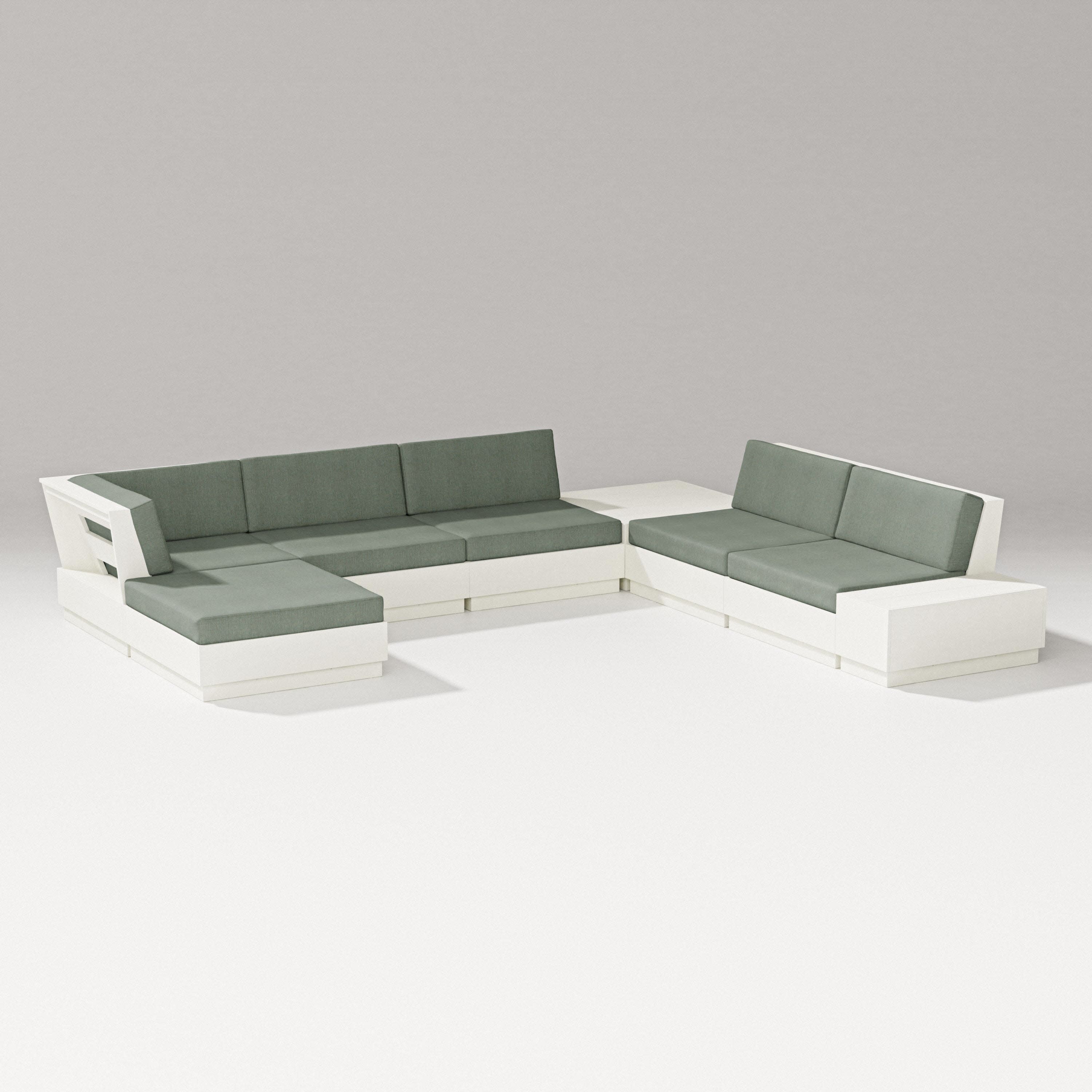 Elevate 8-Piece Corner Sectional in Vintage White / Cast Sage