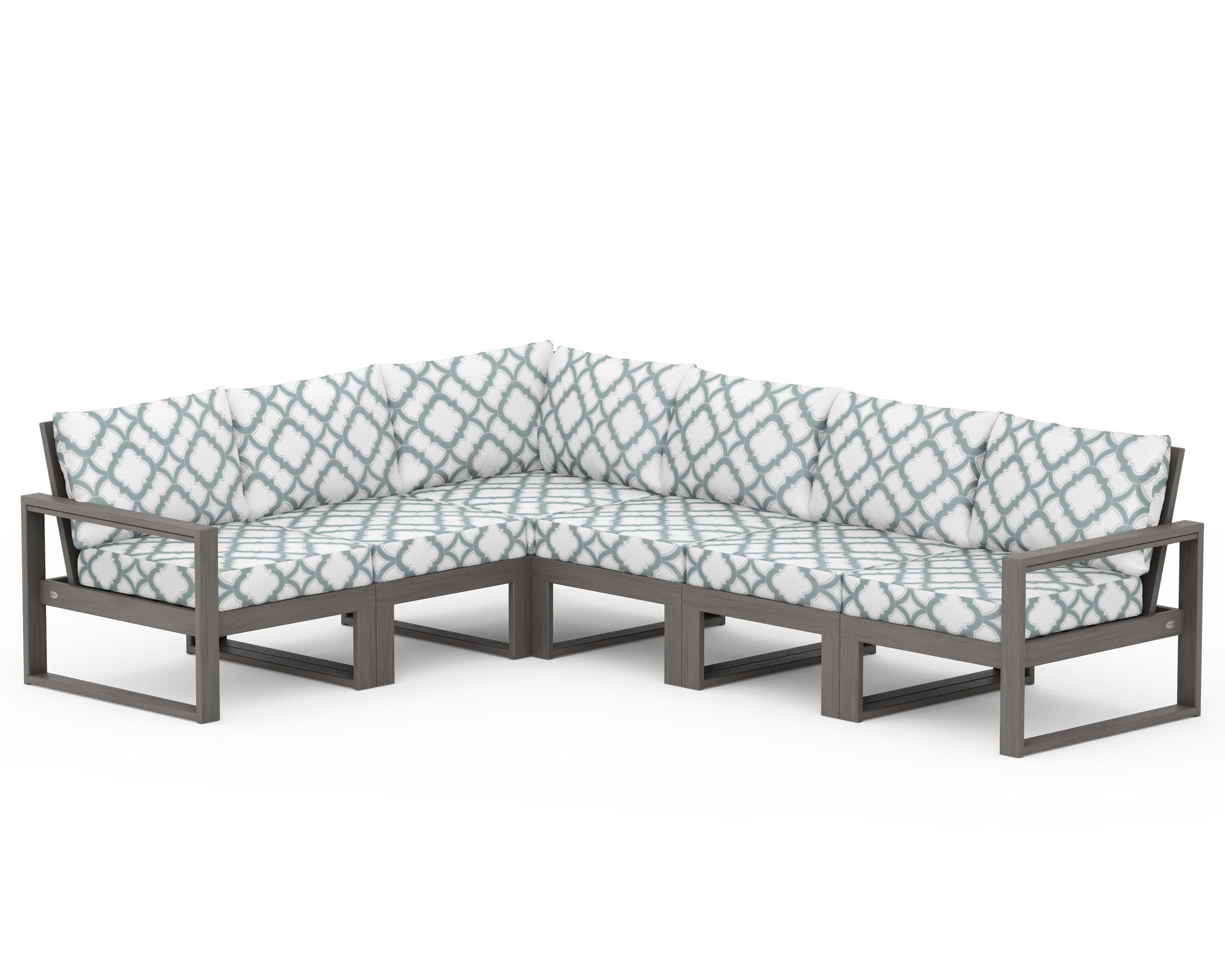 EDGE 6-Piece Modular Deep Seating Set in Driftwood / Trellis Glacier Spa