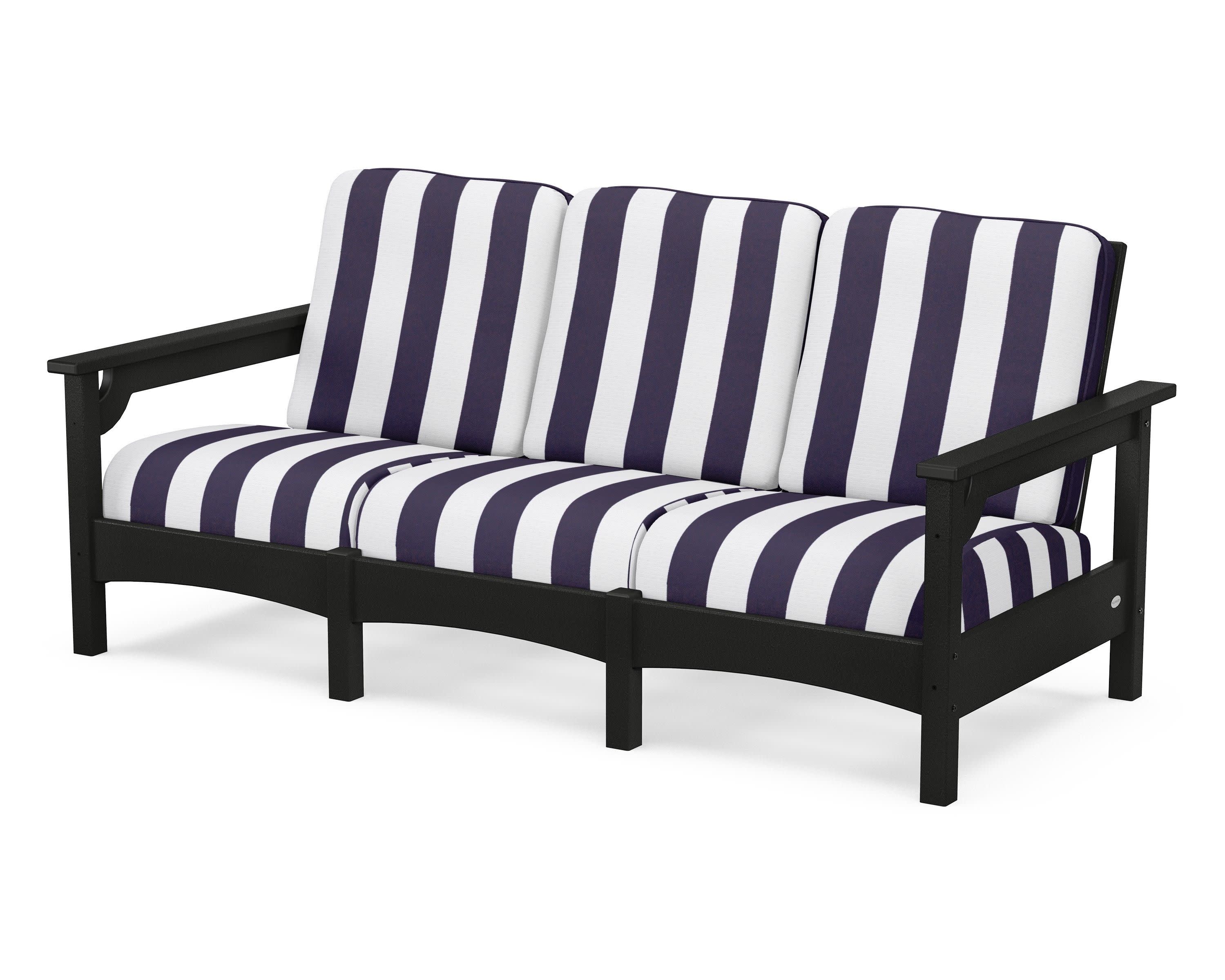 Club Sofa in Black / Cabana Stripe Navy