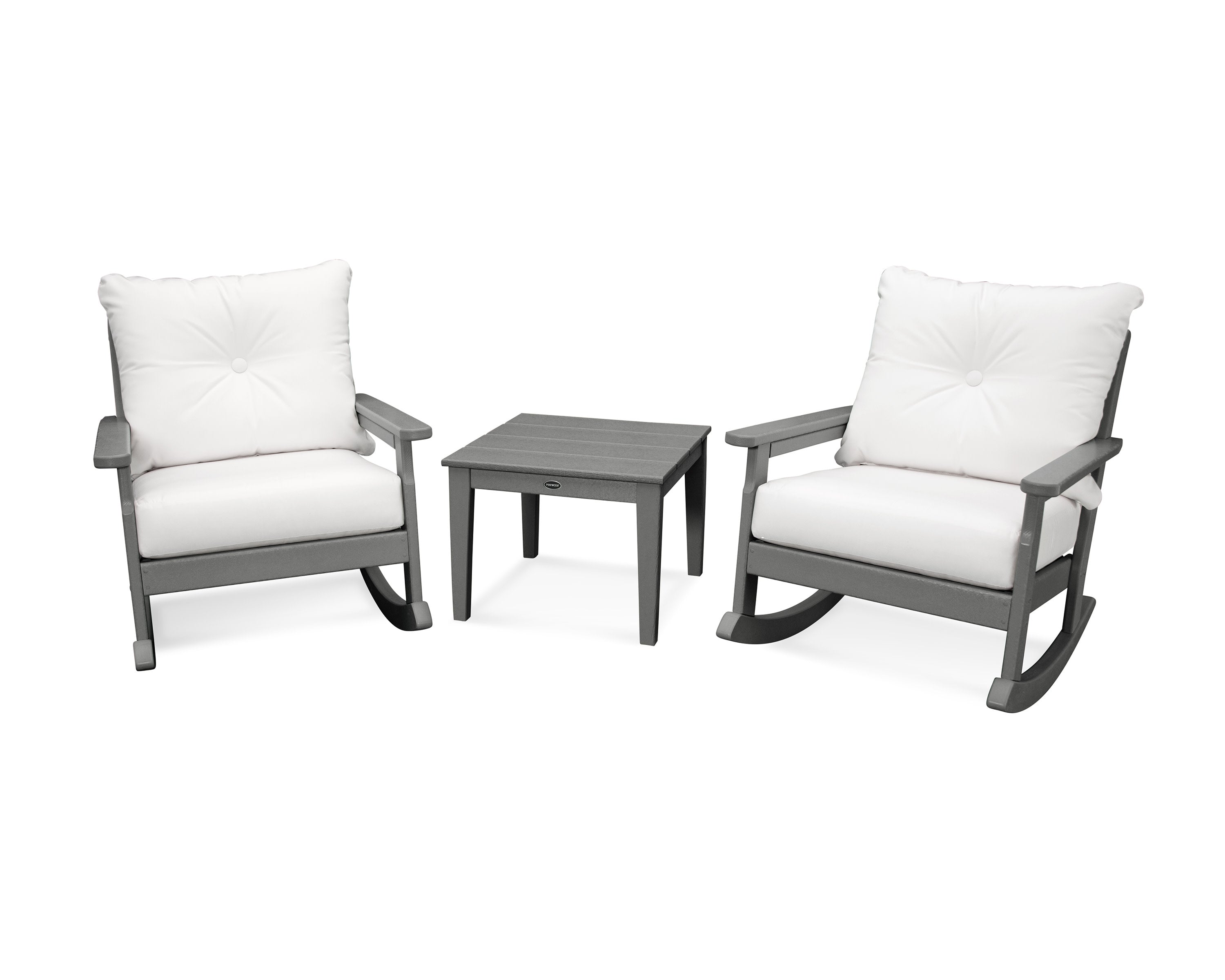 Vineyard 3-Piece Deep Seating Rocker Set in Slate Grey / Natural