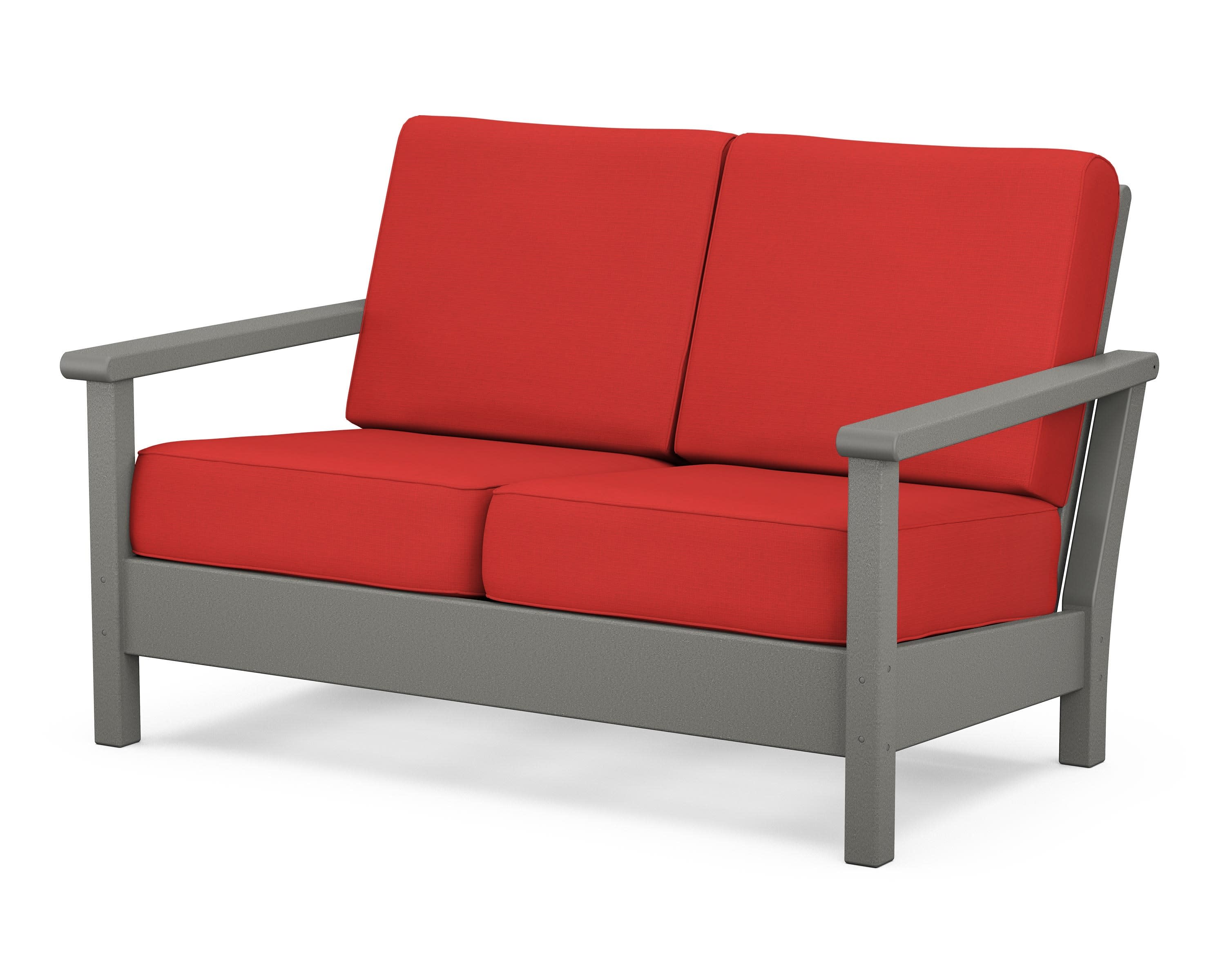 Harbour Deep Seating Loveseat in Slate Grey / Crimson Linen