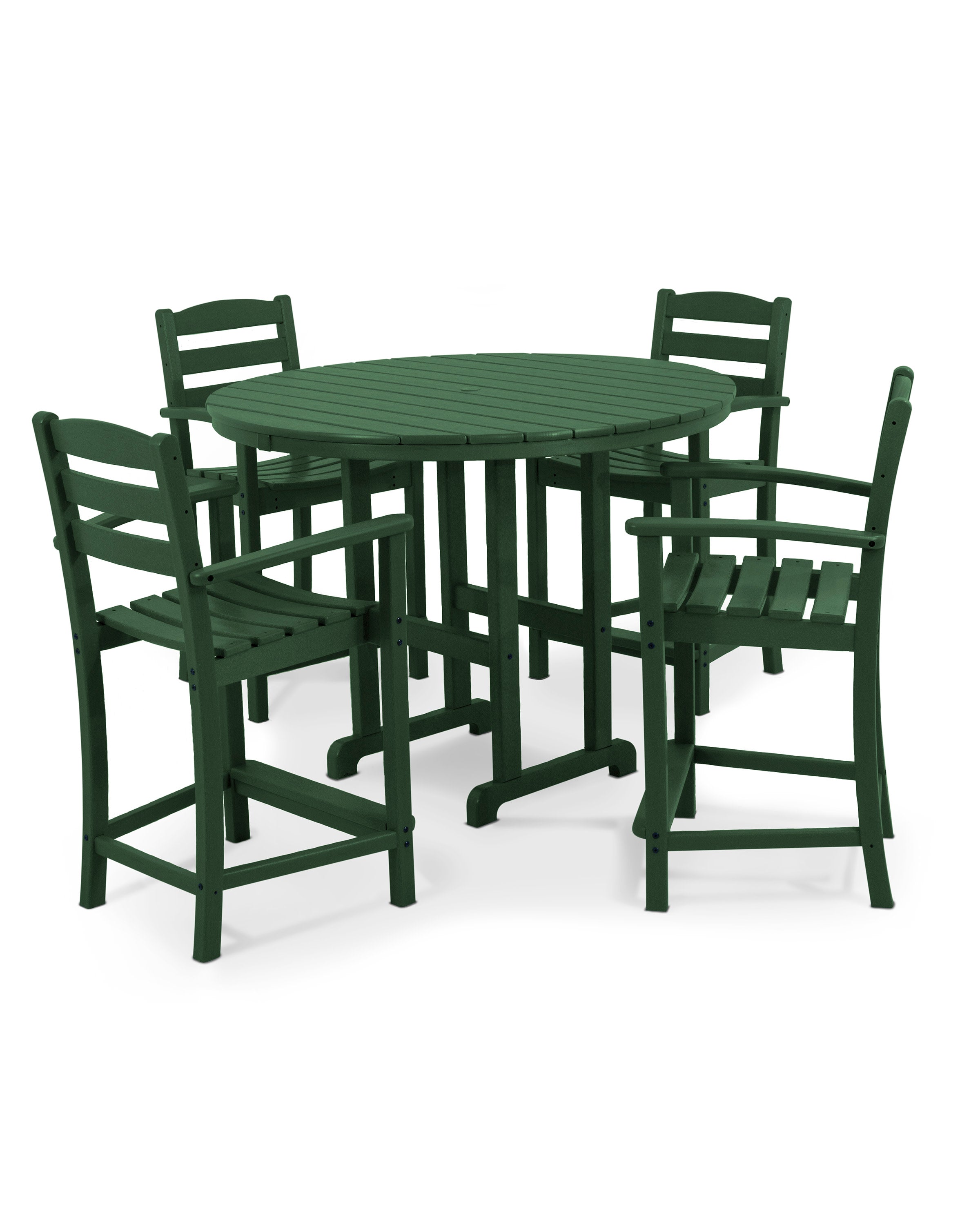 La Casa Caf 5-Piece Round Farmhouse Counter Set in Green