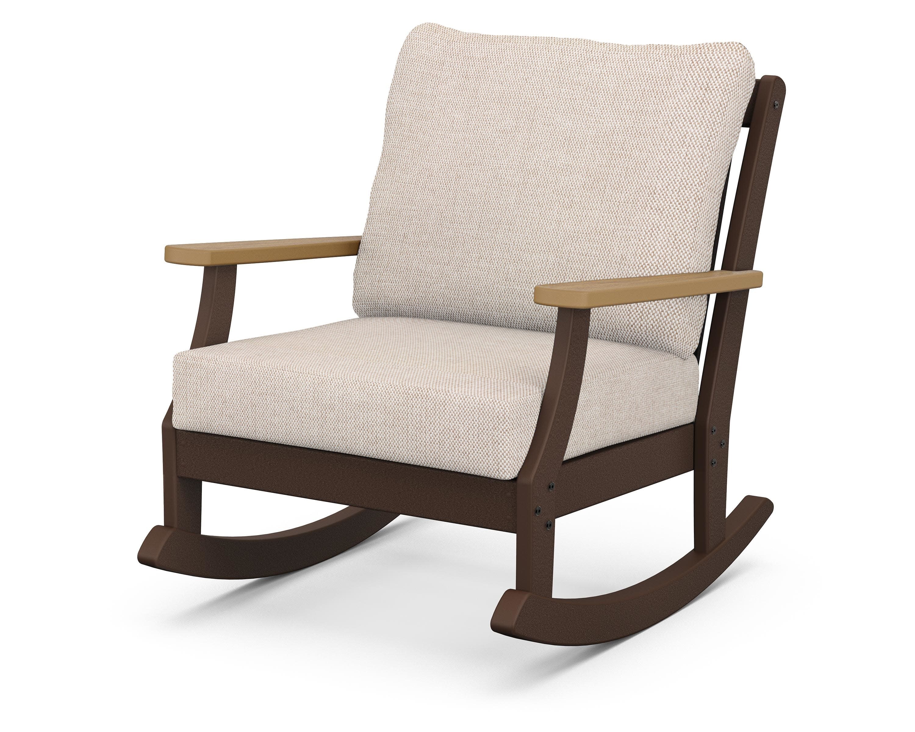Braxton Deep Seating Rocking Chair in Mahogany / Natural / Blend Linen