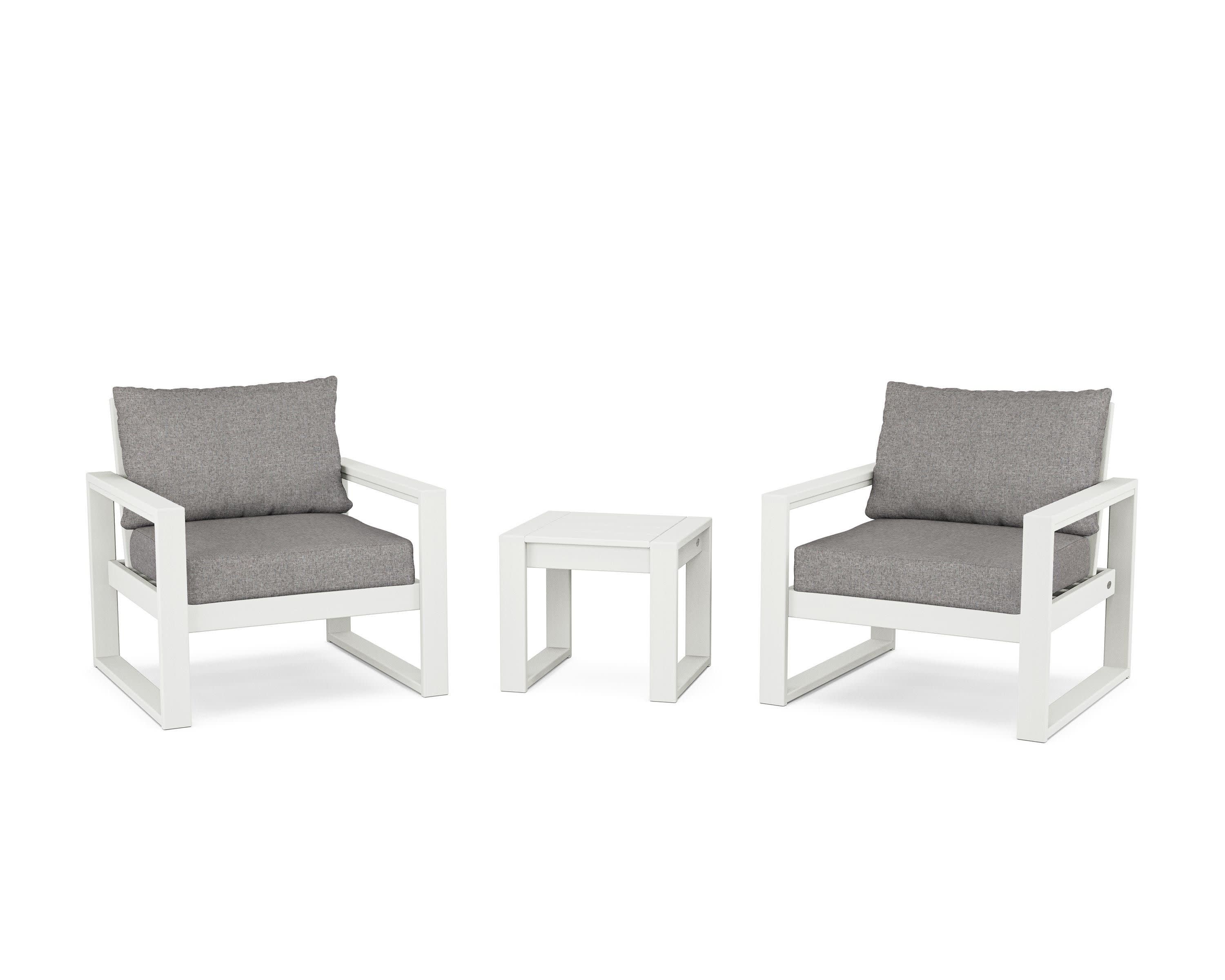 EDGE Sectional 3-Piece Deep Seating Set in Vintage White / Grey Mist