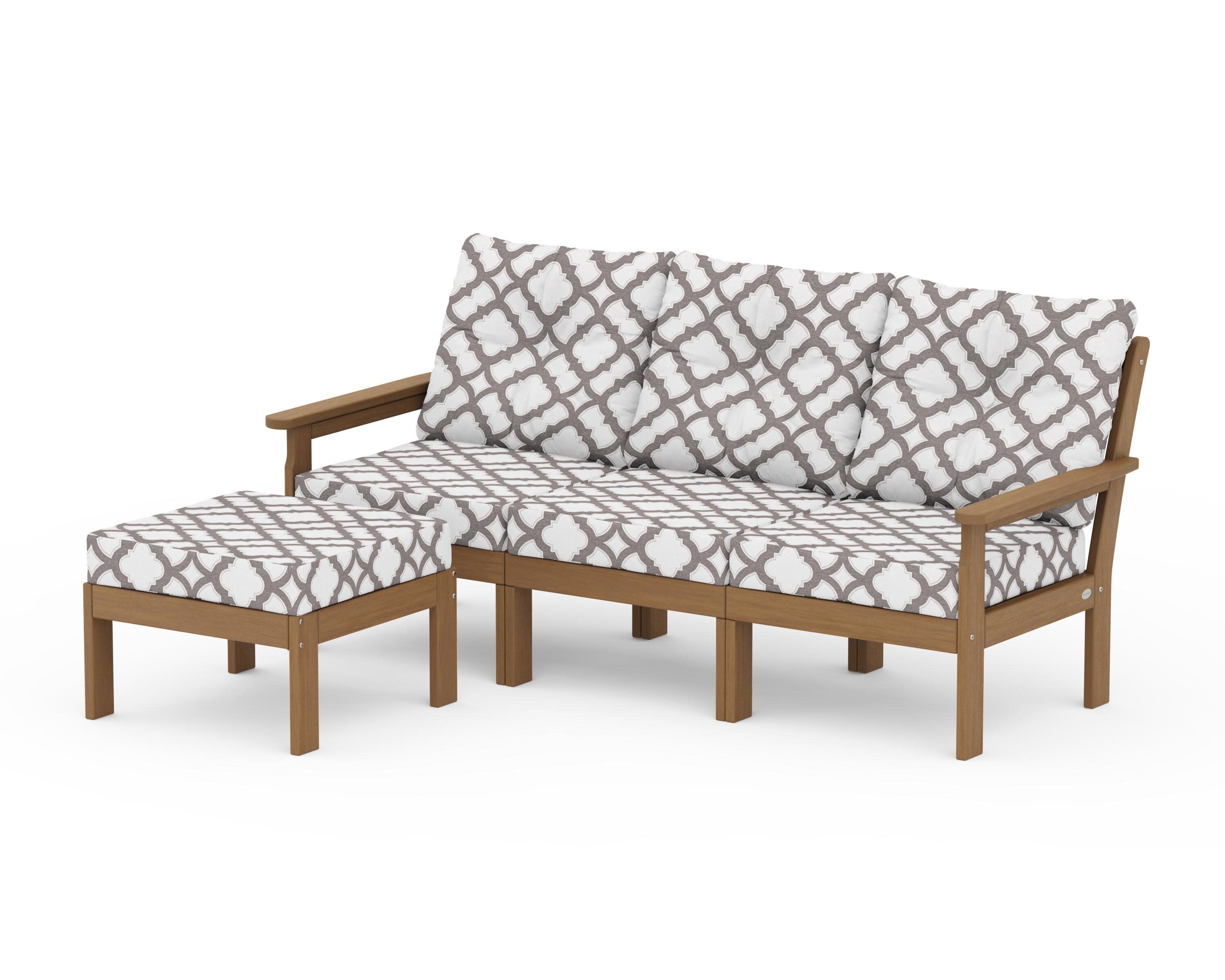 Vineyard 4-Piece Sectional with Ottoman in Natural / Trellis Grey Mist
