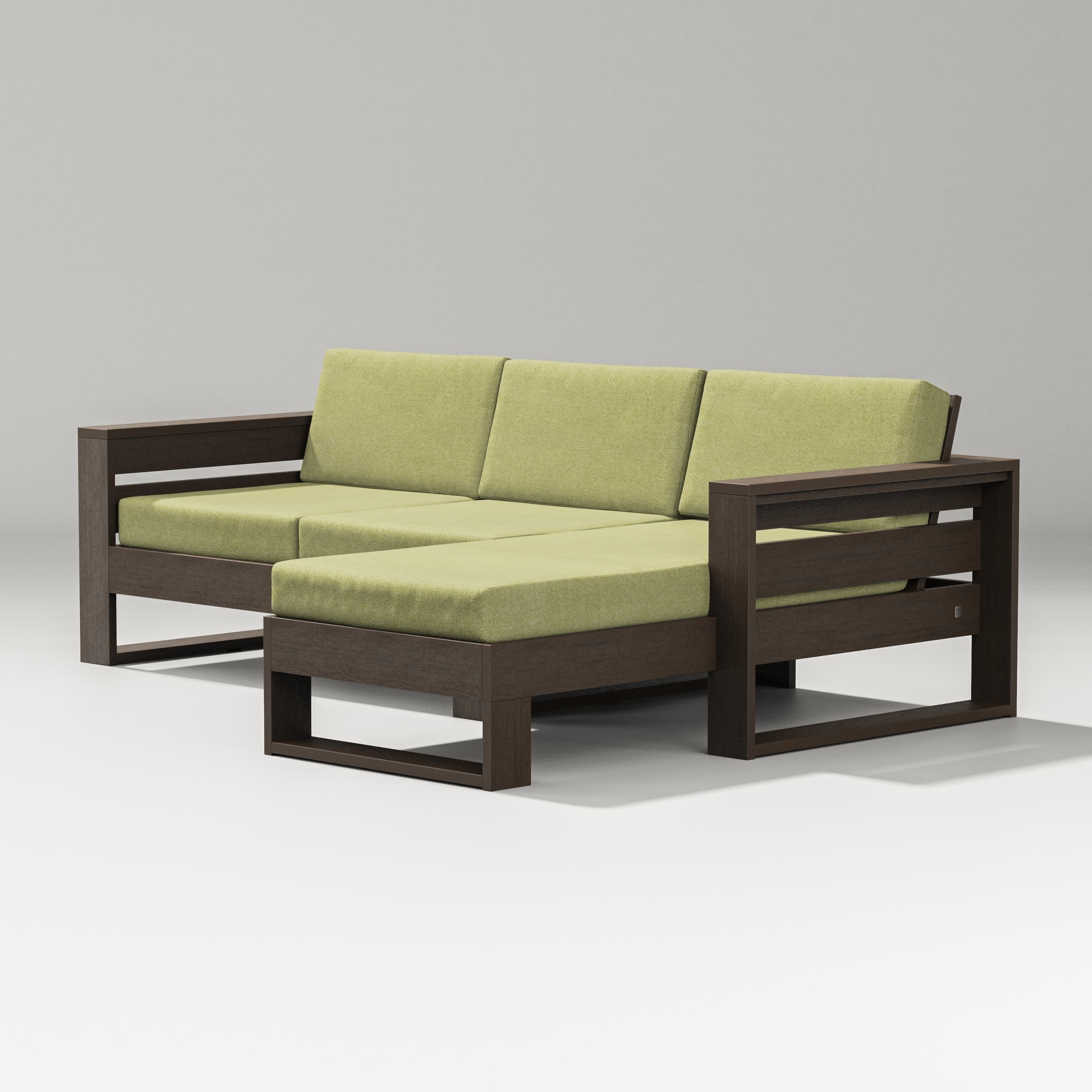 Latitude Right Chaise Sectional in Kona / Chartreuse Boucle