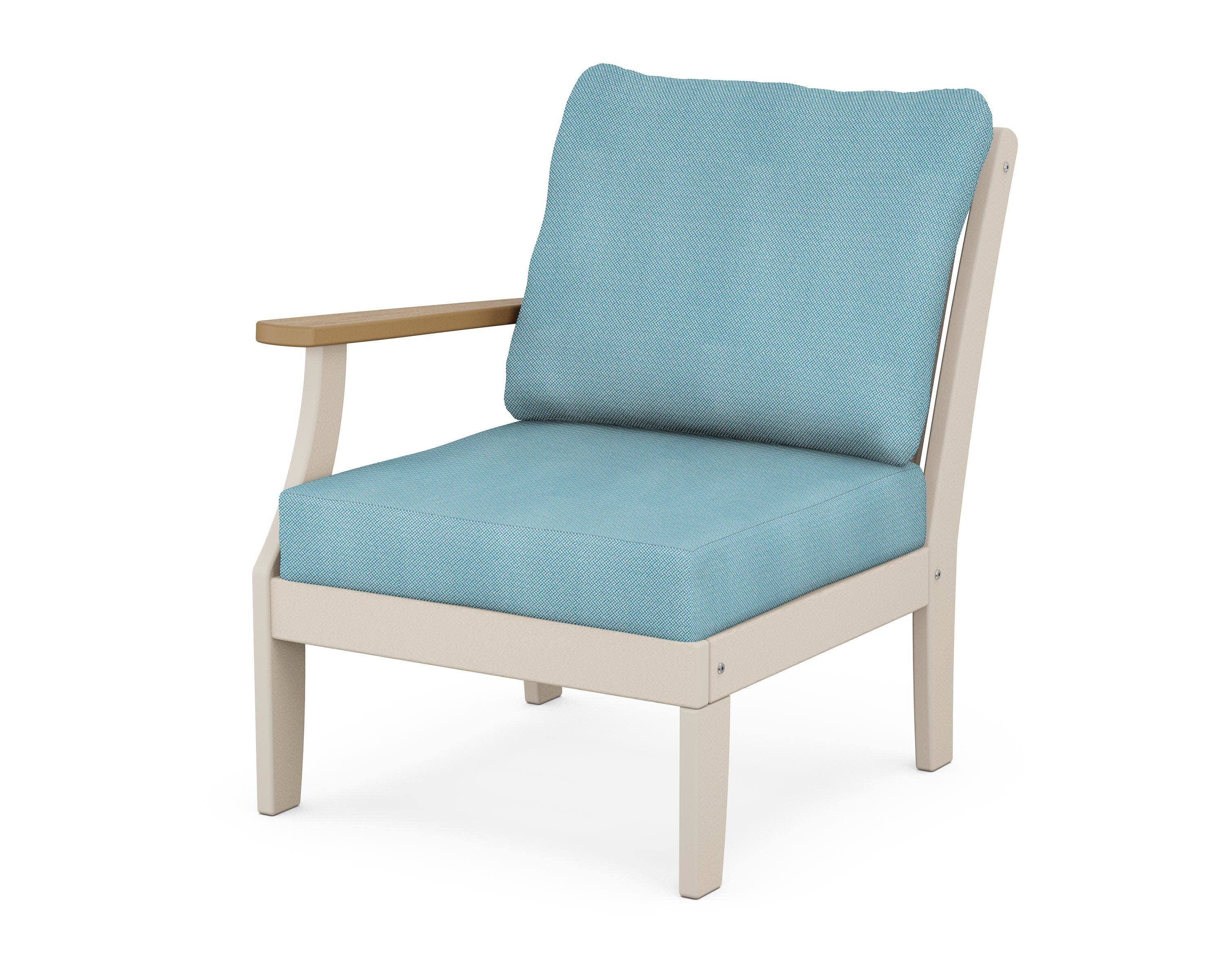 Braxton Modular Left Arm Chair in Sand / Natural / Lattice Sky Blue