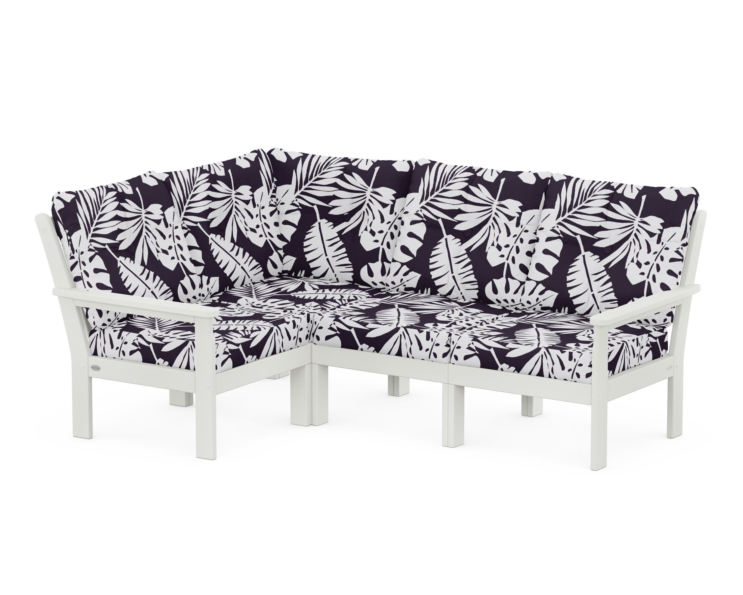 Vineyard 4-Piece Sectional in Vintage White / Leaf Navy