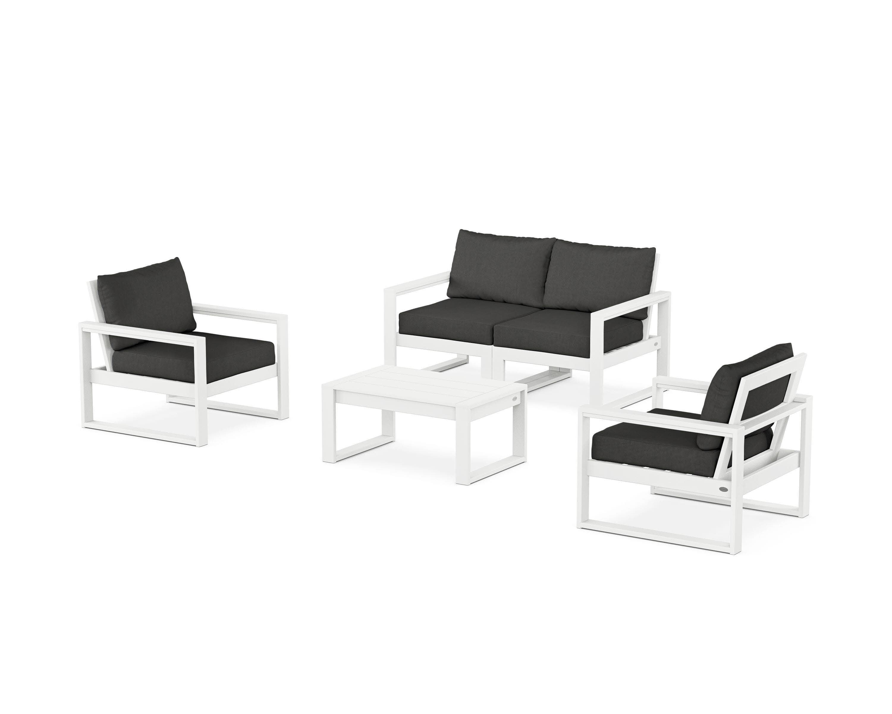 EDGE Sectional 4-Piece Deep Seating Set with Loveseat in White / Spectrum Carbon