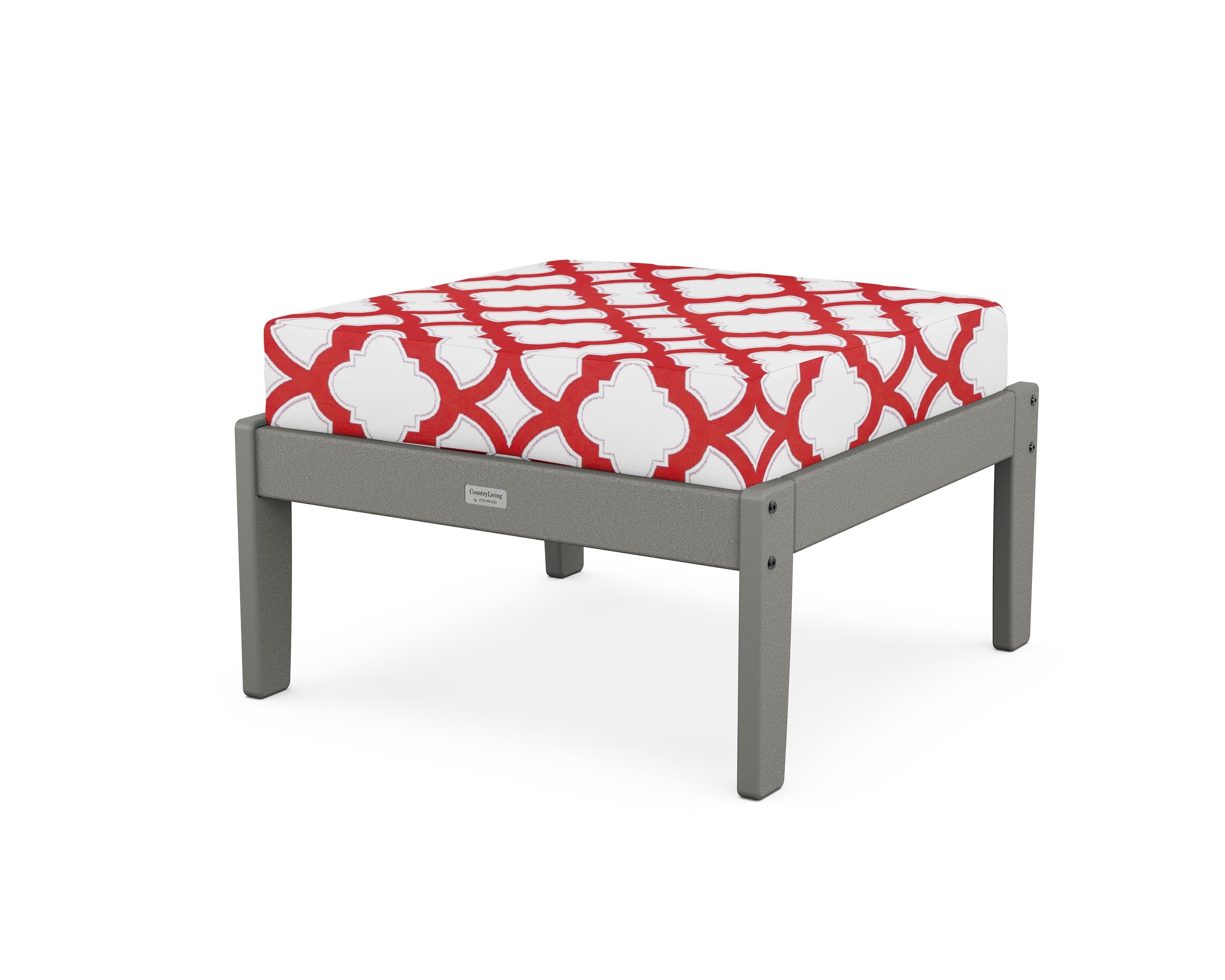 Cottage Deep Seating Ottoman in Slate Grey / Trellis Crimson