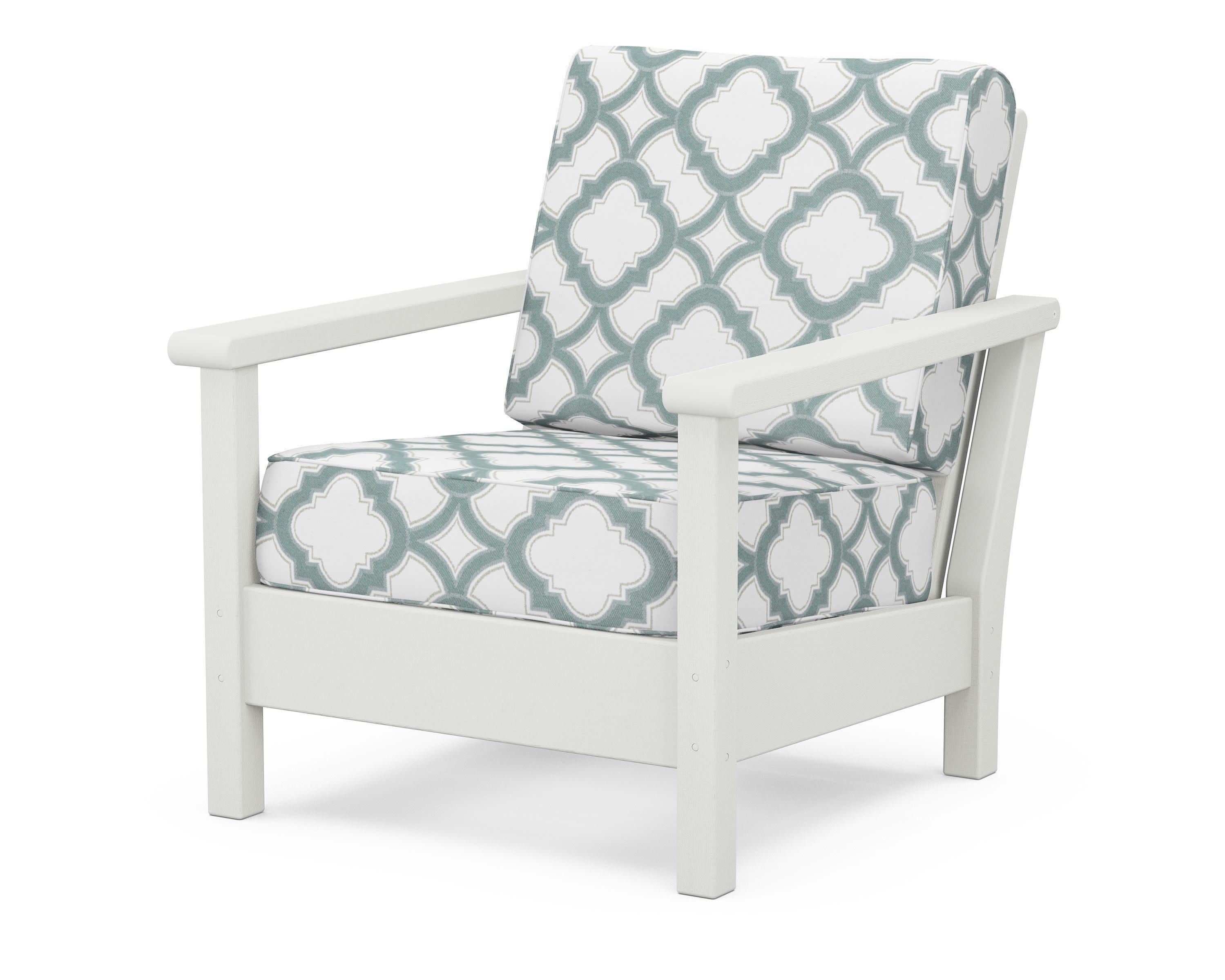 Harbour Deep Seating Chair in Vintage White / Trellis Glacier Spa
