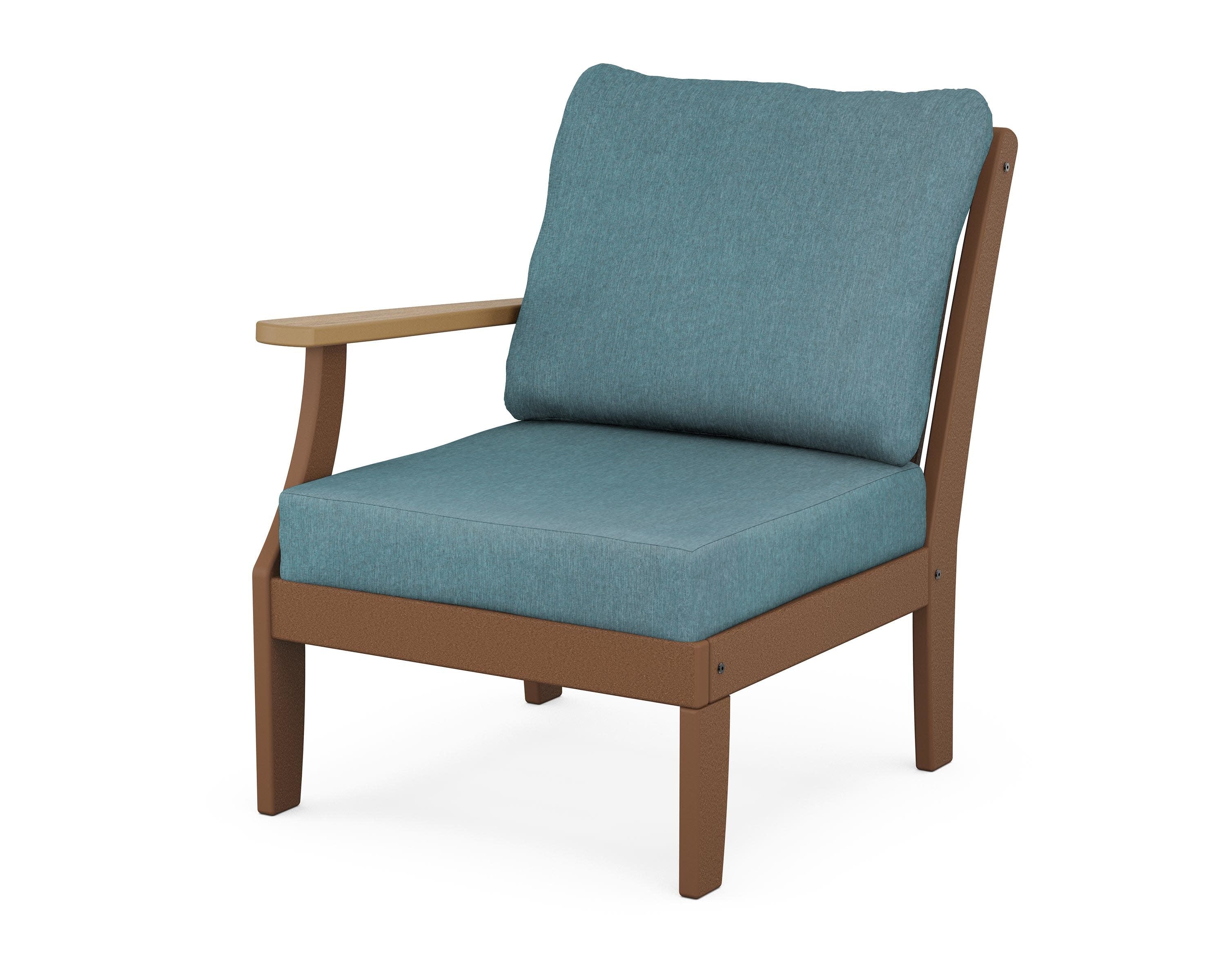 Braxton Modular Left Arm Chair in Teak / Natural / Ocean Teal