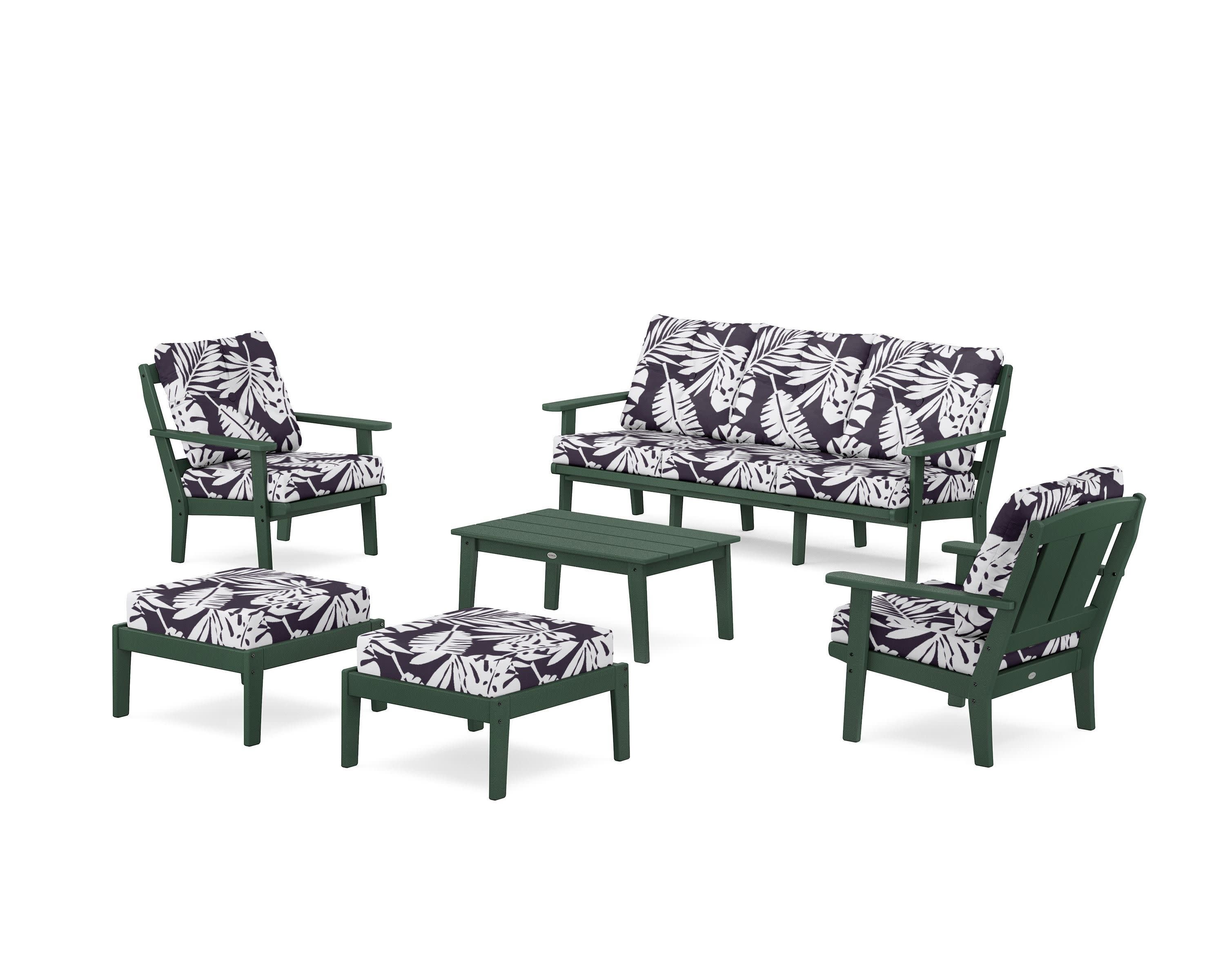 Mission 6-Piece Lounge Sofa Set in Green / Leaf Navy