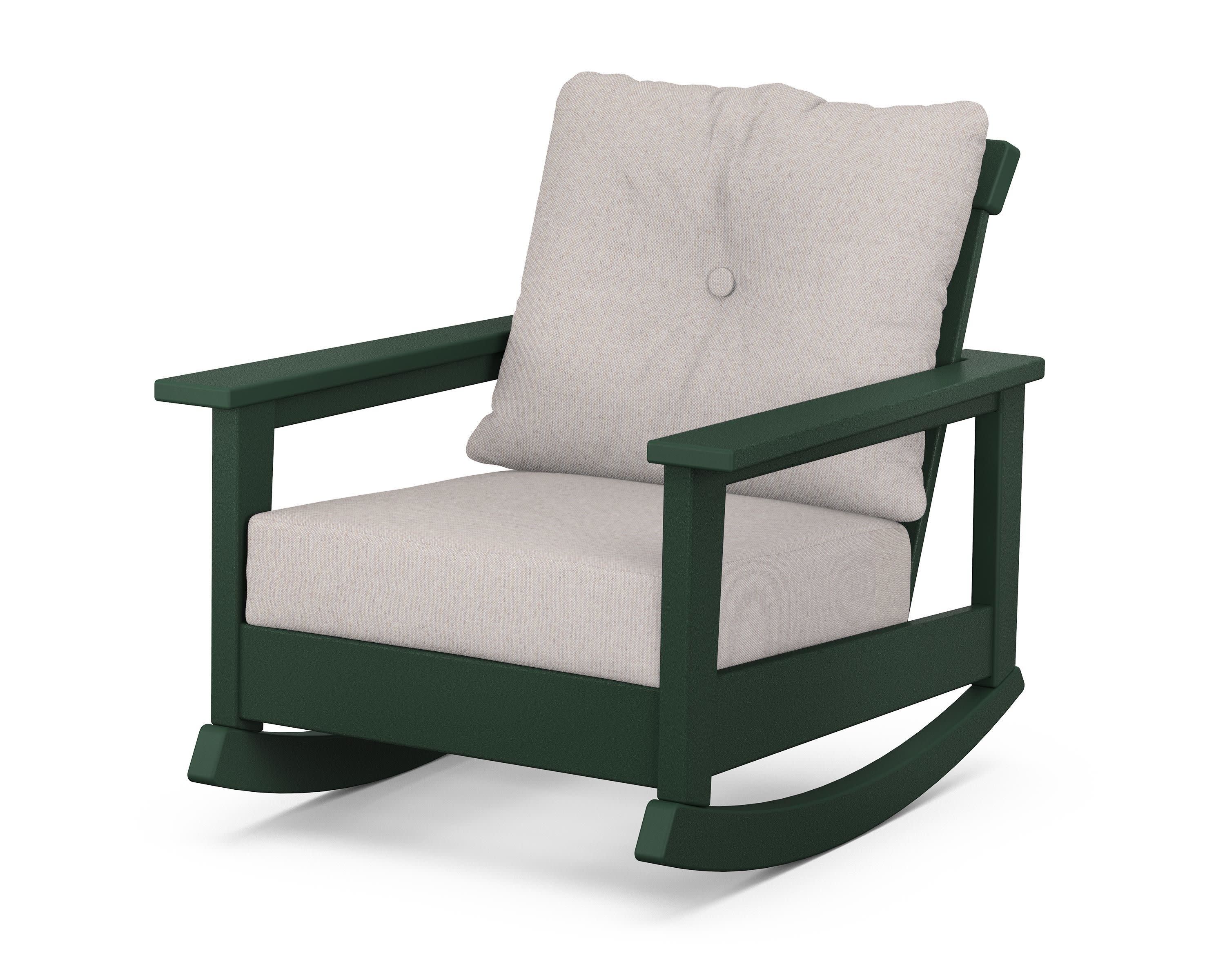 Prescott Deep Seating Rocking Chair in Green / Dune Burlap