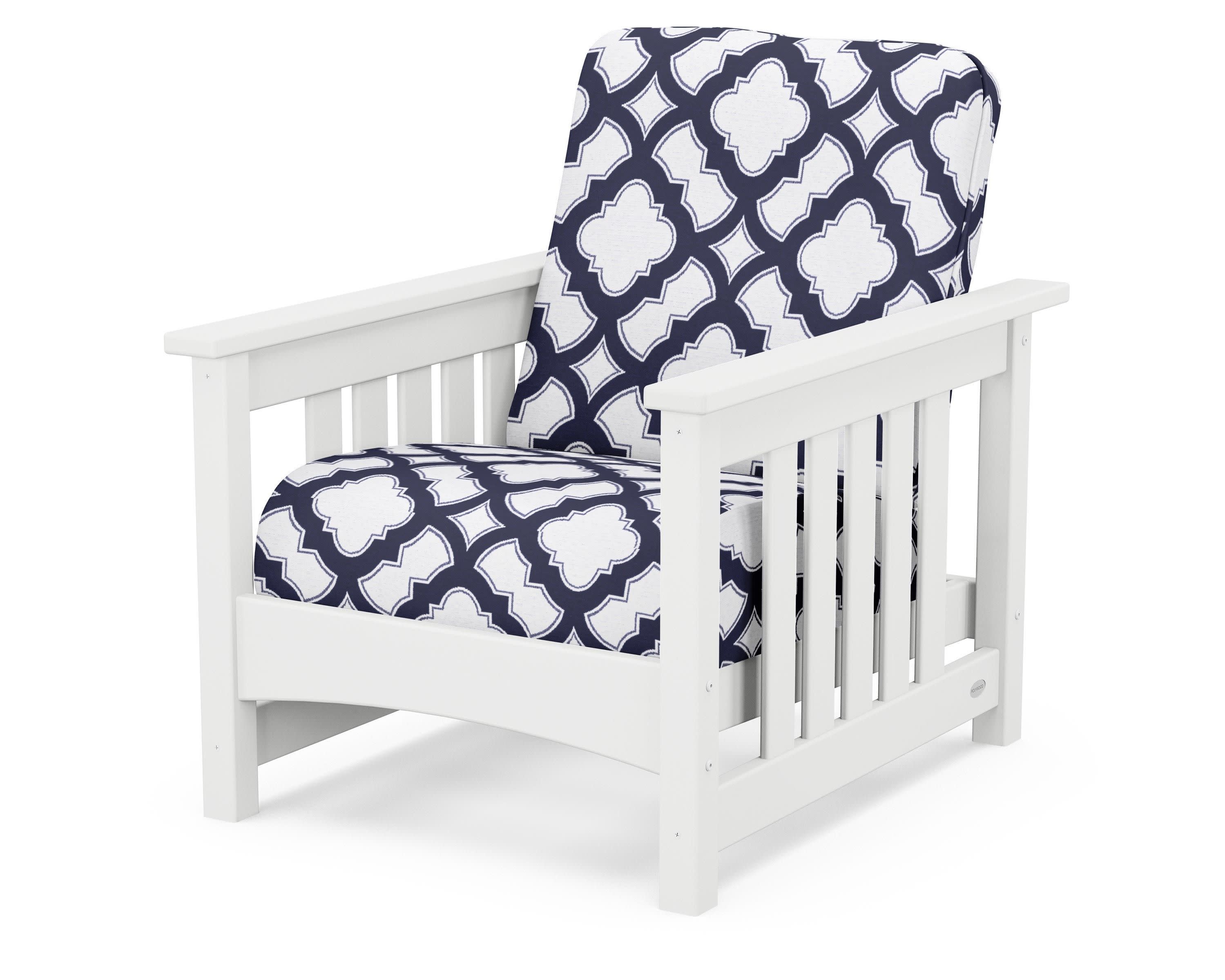 Club Mission Chair in White / Trellis Navy