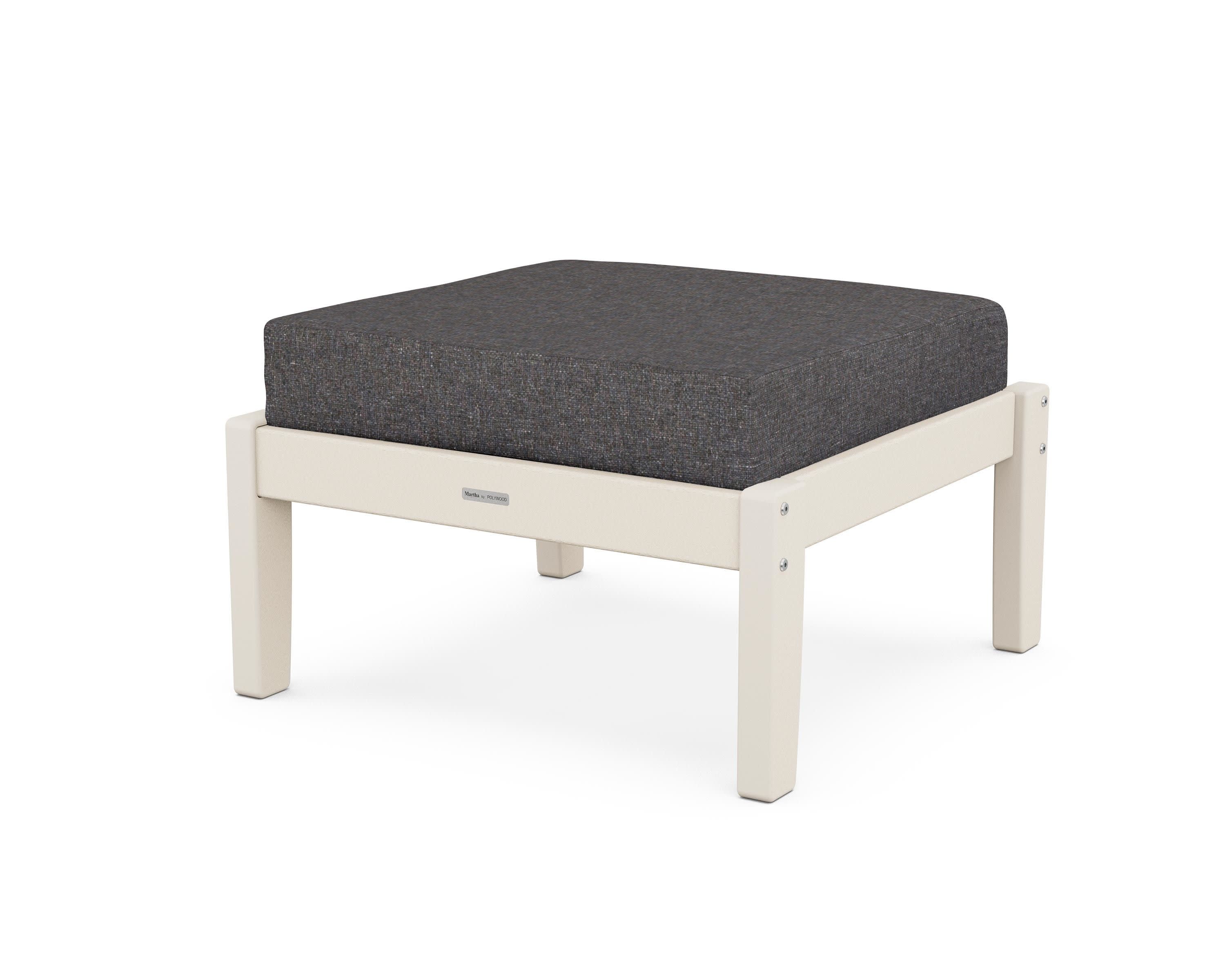 Chinoiserie Deep Seating Ottoman in Sand / Ash Charcoal