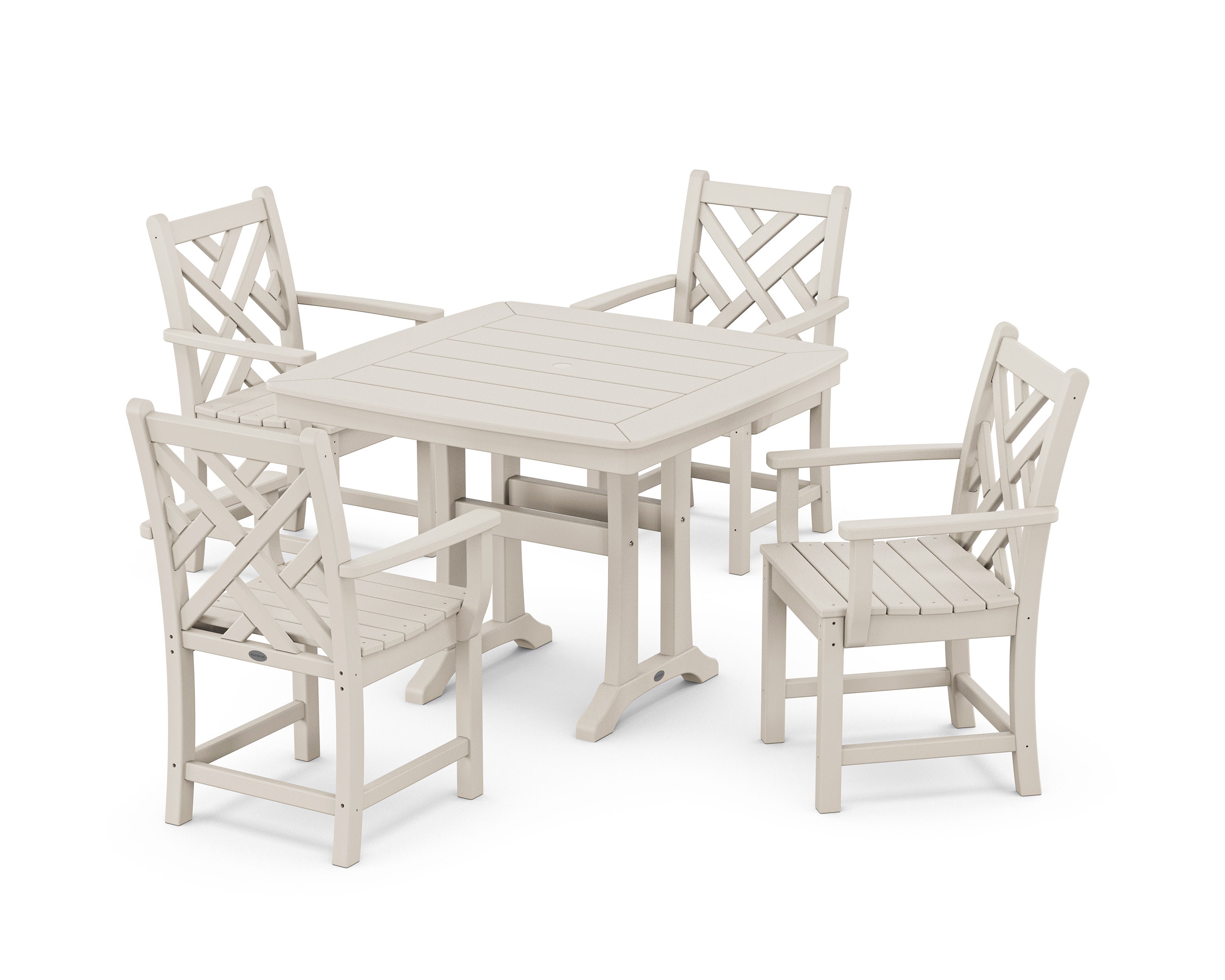 Chippendale 5-Piece Dining Set with Trestle Legs in Sand