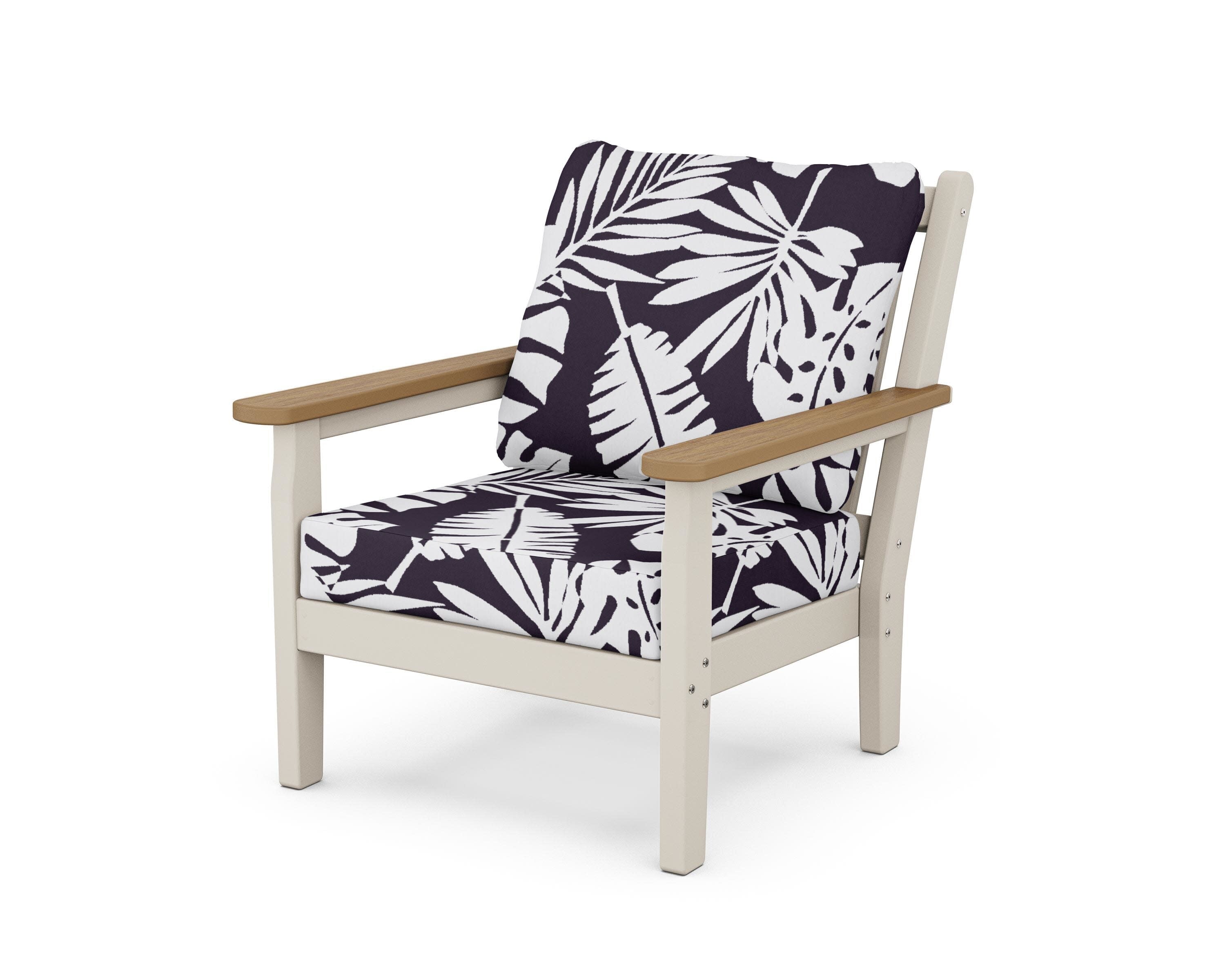 Chippendale Deep Seating Chair in Sand / Natural / Leaf Navy