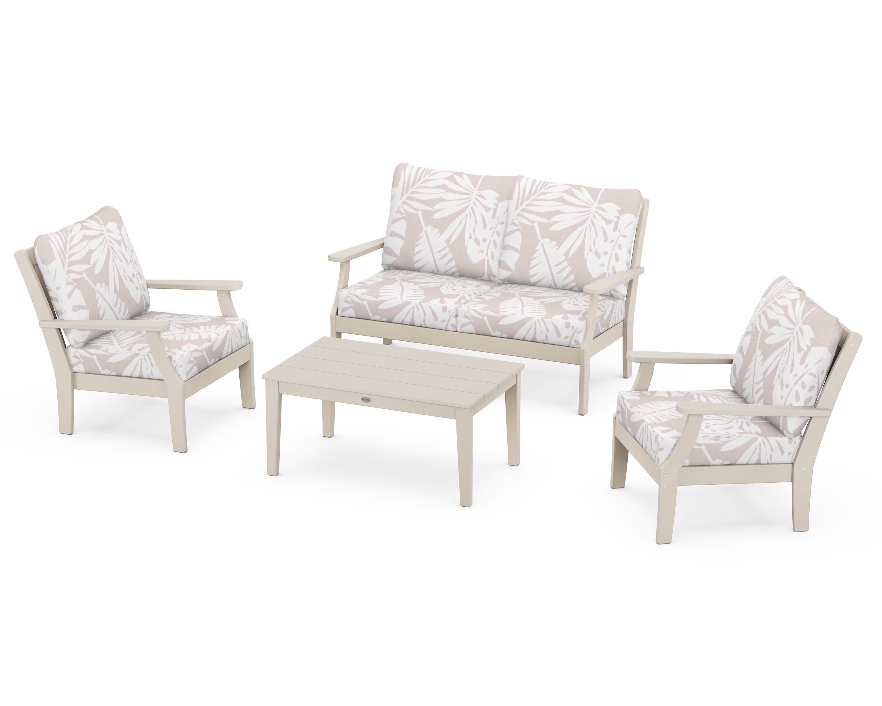 Braxton 4-Piece Deep Seating Chair Set in Sand / Leaf Dune Burlap