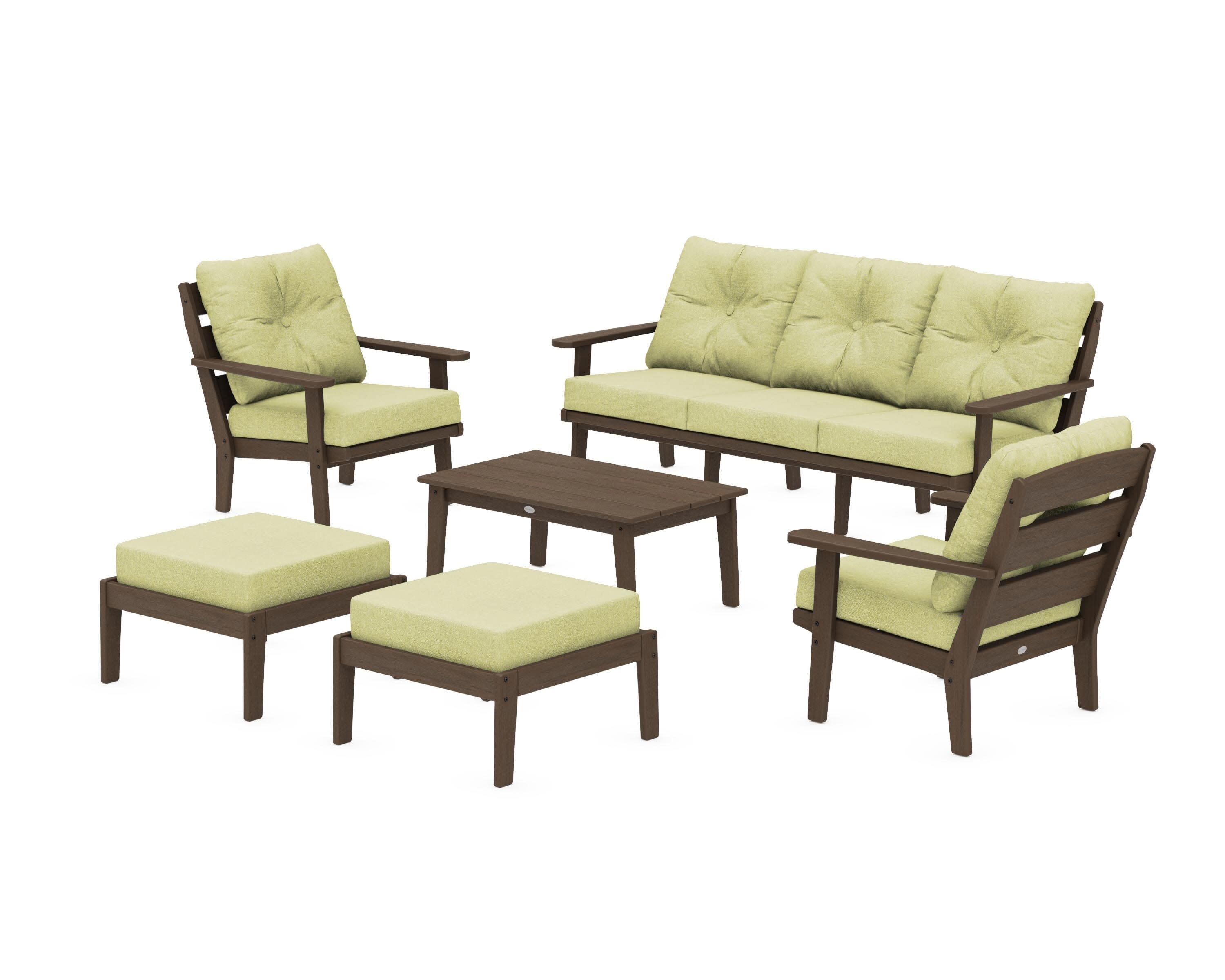 Lakeside 6-Piece Lounge Sofa Set in Kona / Chartreuse Boucle