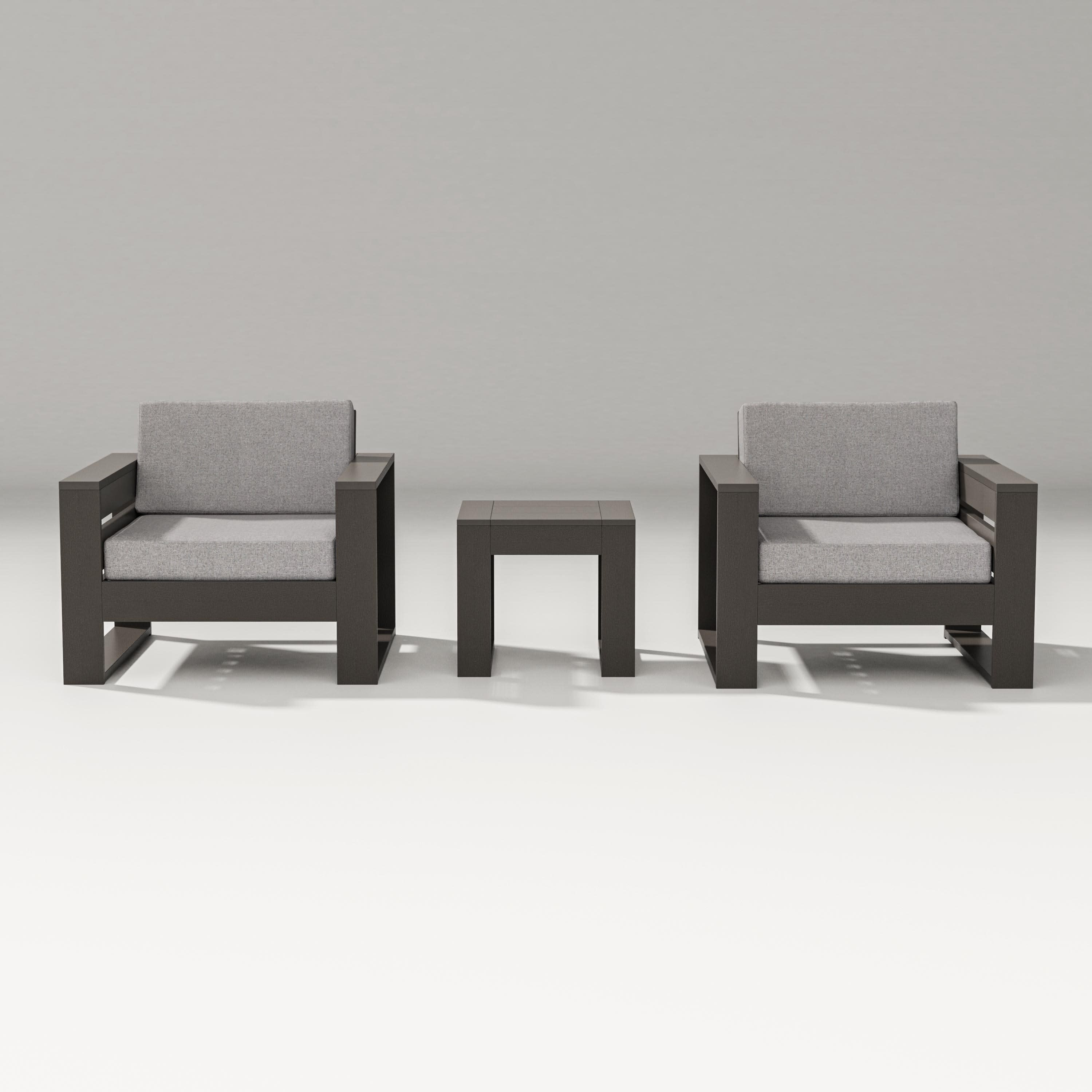 Latitude 3-Piece Lounge Chair Set in Vintage Coffee / Grey Mist