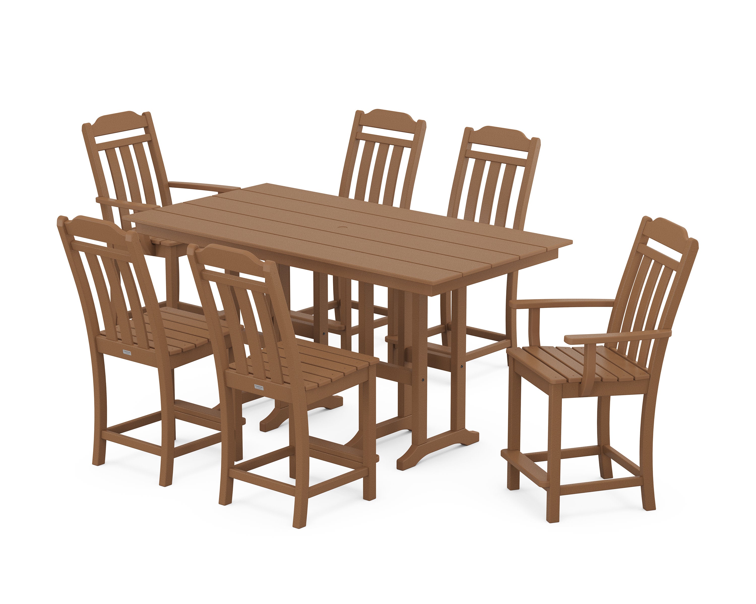Cottage 7-Piece Farmhouse Counter Set in Teak
