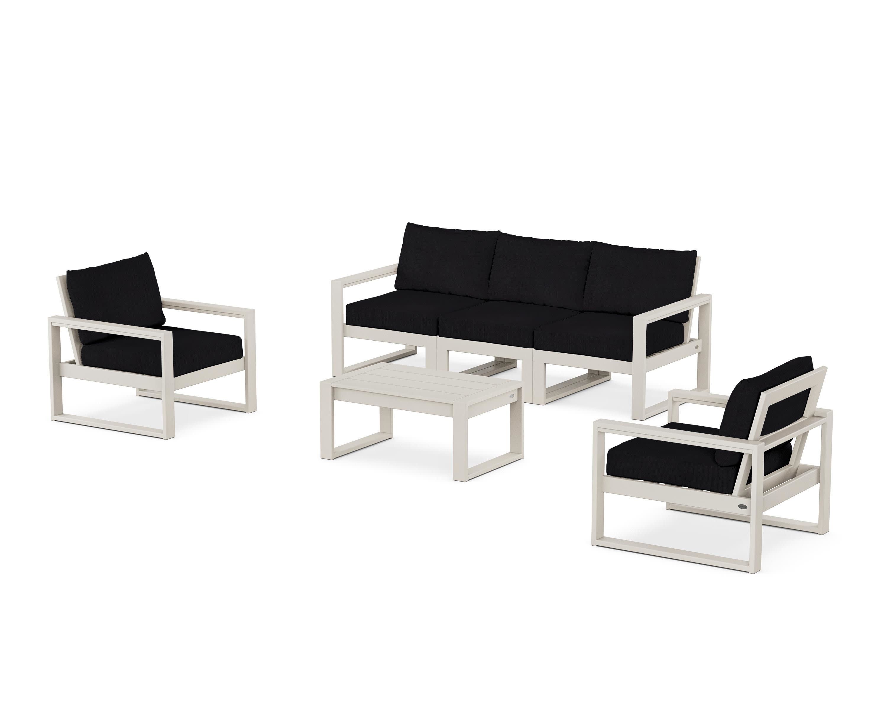 EDGE Sectional 4-Piece Deep Seating Set with Sofa in Sand / Midnight Linen