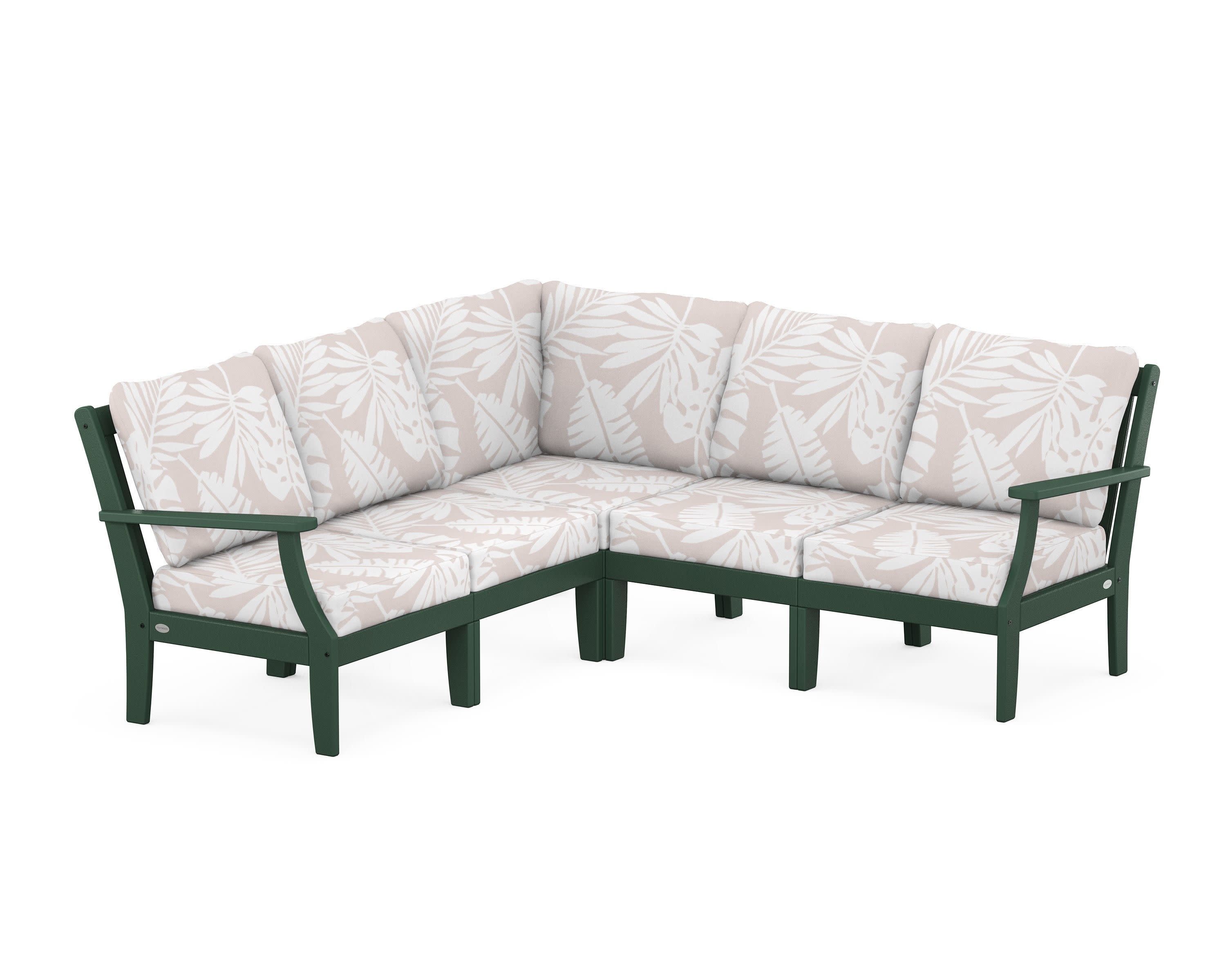 Braxton Modular 5-Piece Deep Seating Set in Green / Leaf Dune Burlap