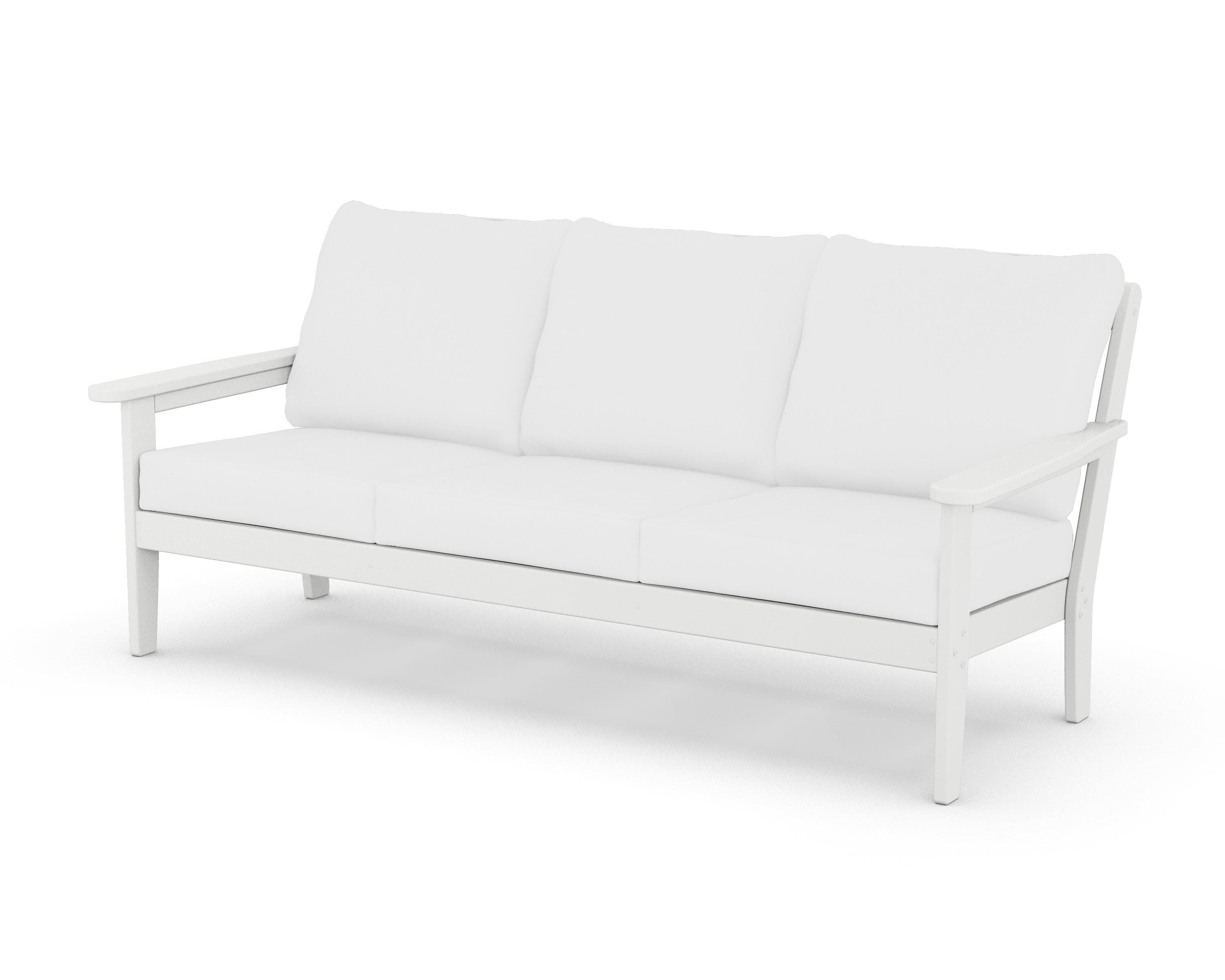 Cottage Deep Seating Sofa in White / Natural