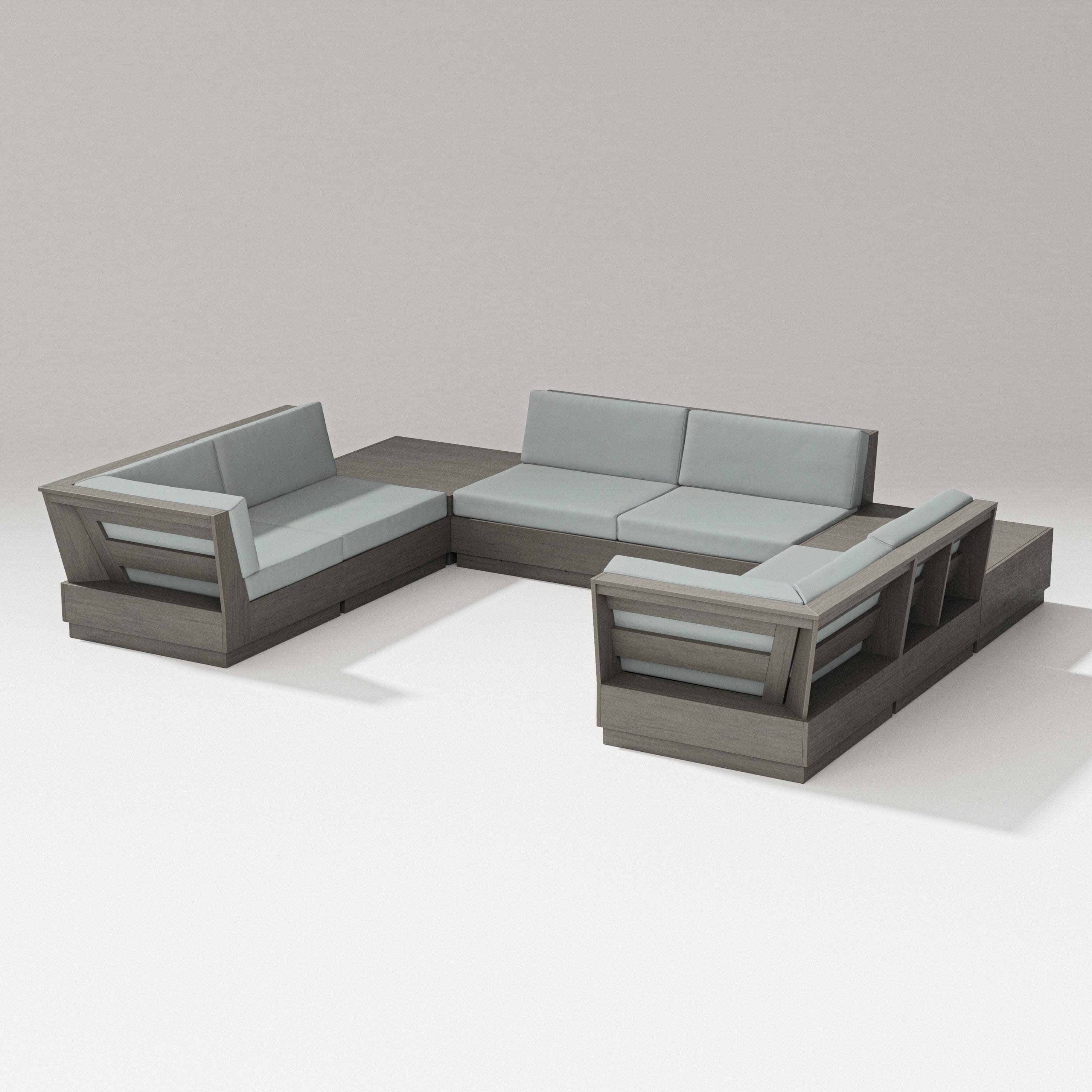 Elevate 8-Piece U-Shaped Sectional in Driftwood / Spa
