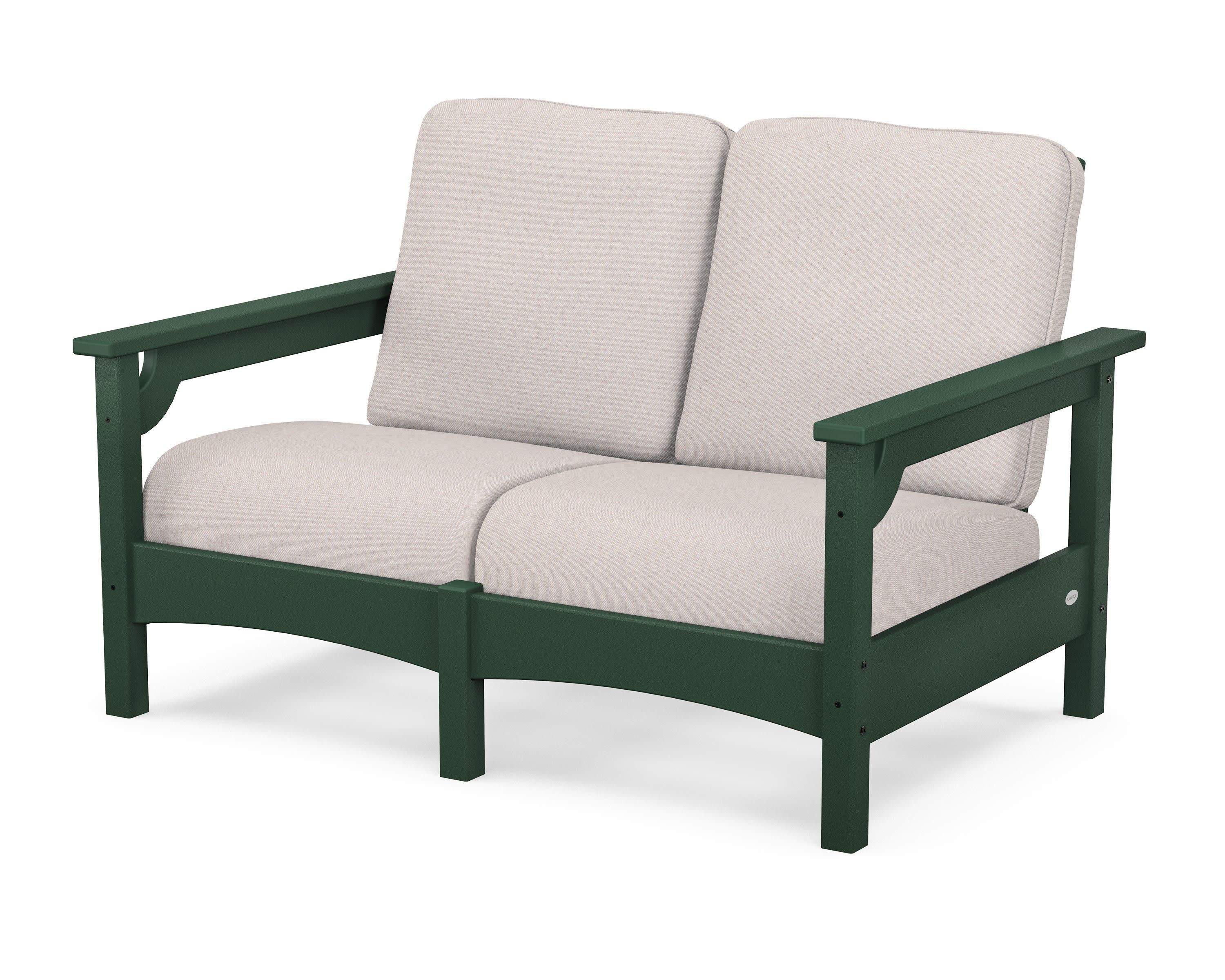 Club Loveseat in Green / Dune Burlap