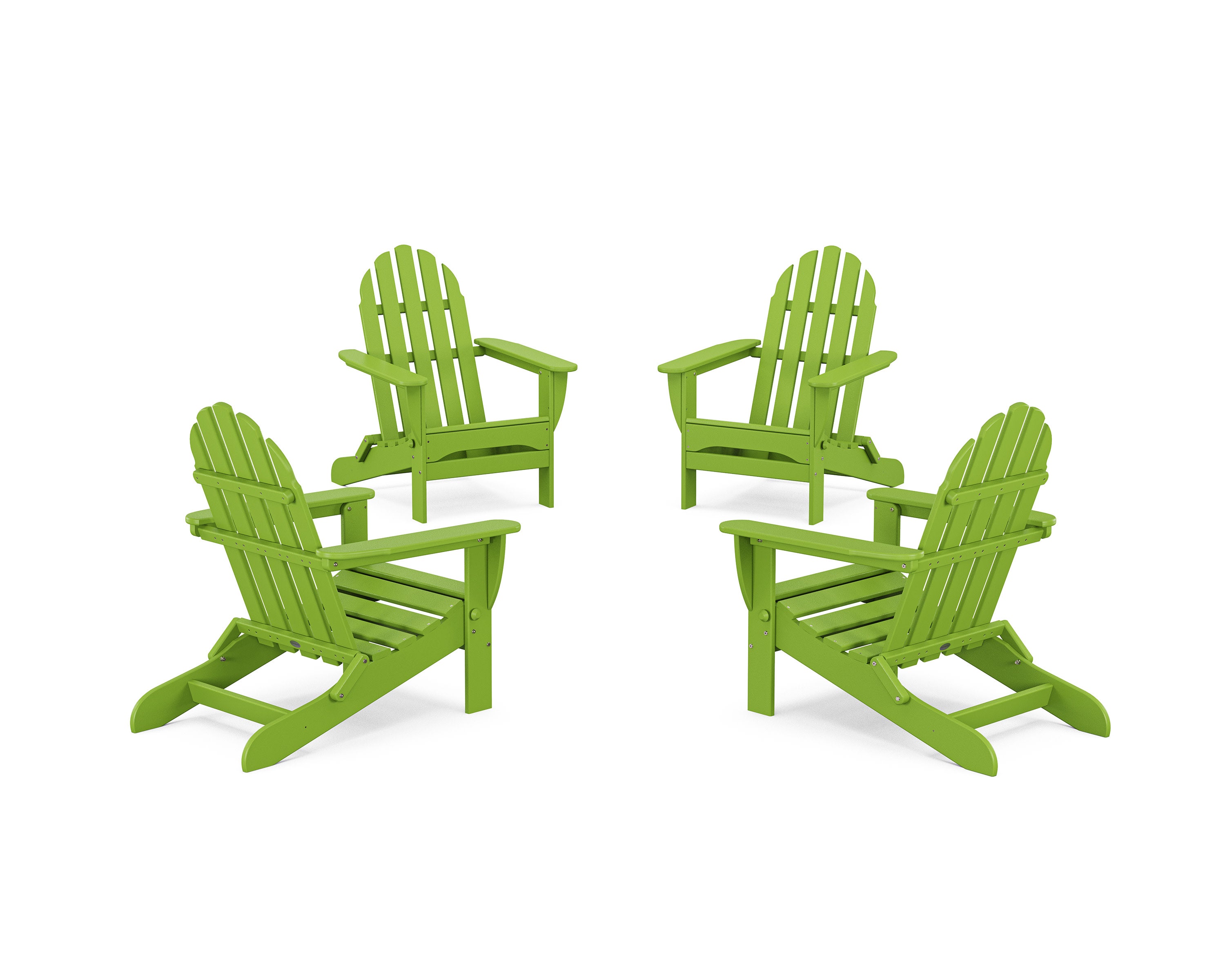 4-Piece Classic Folding Adirondack Conversation Set in Lime