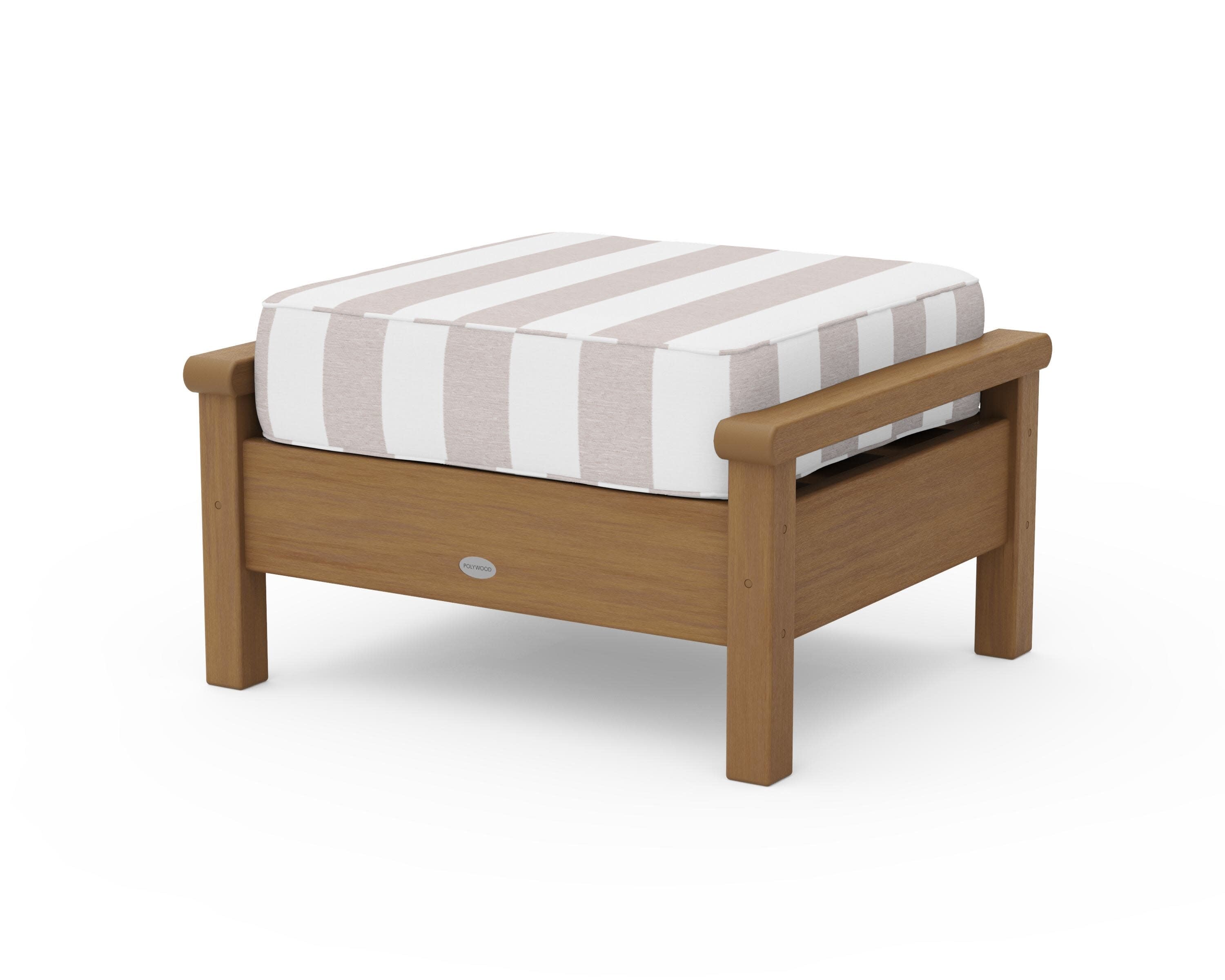 Harbour Deep Seating Ottoman in Natural / Cabana Stripe Dune Burlap