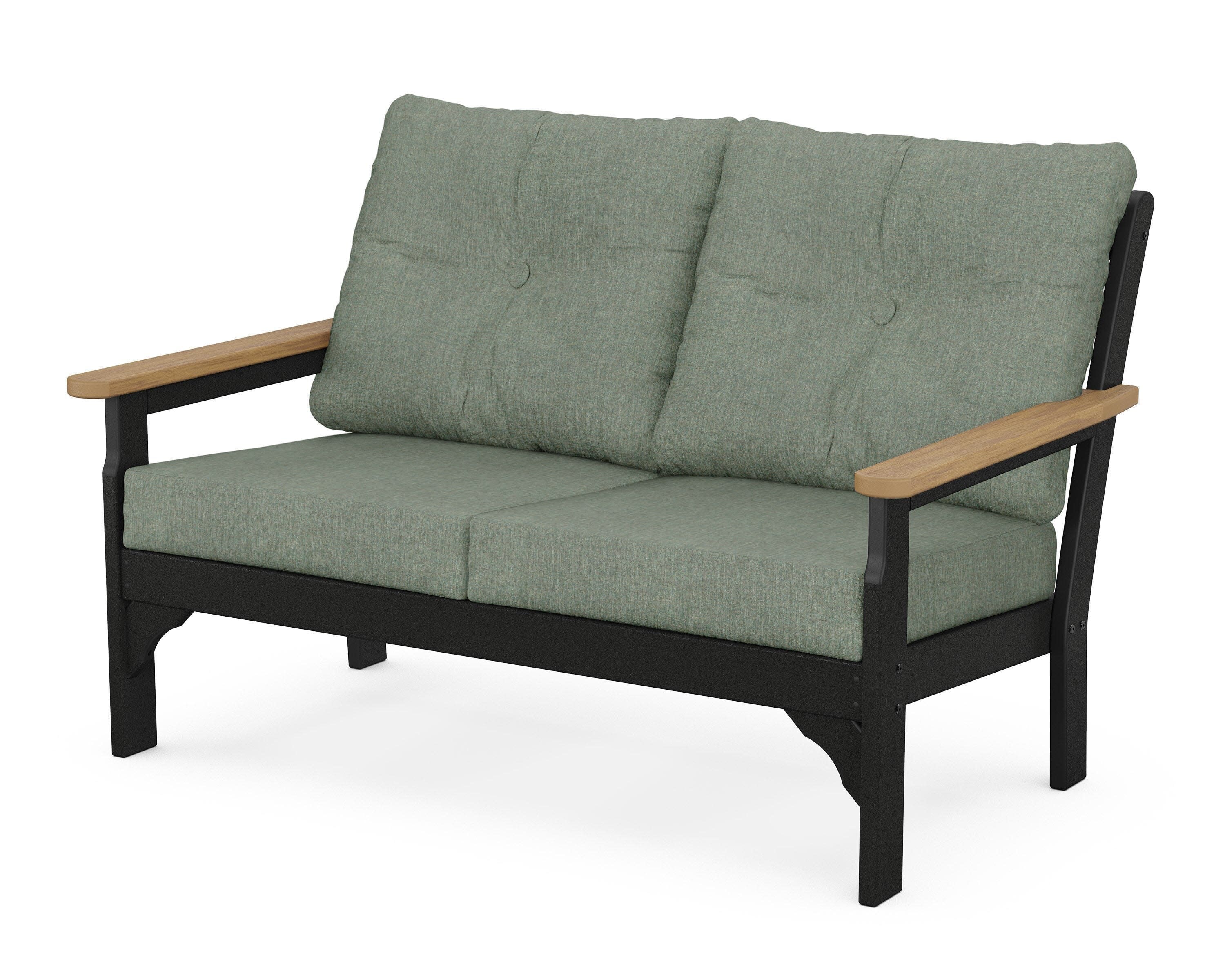 Vineyard Deep Seating Loveseat in Black / Natural / Cast Sage