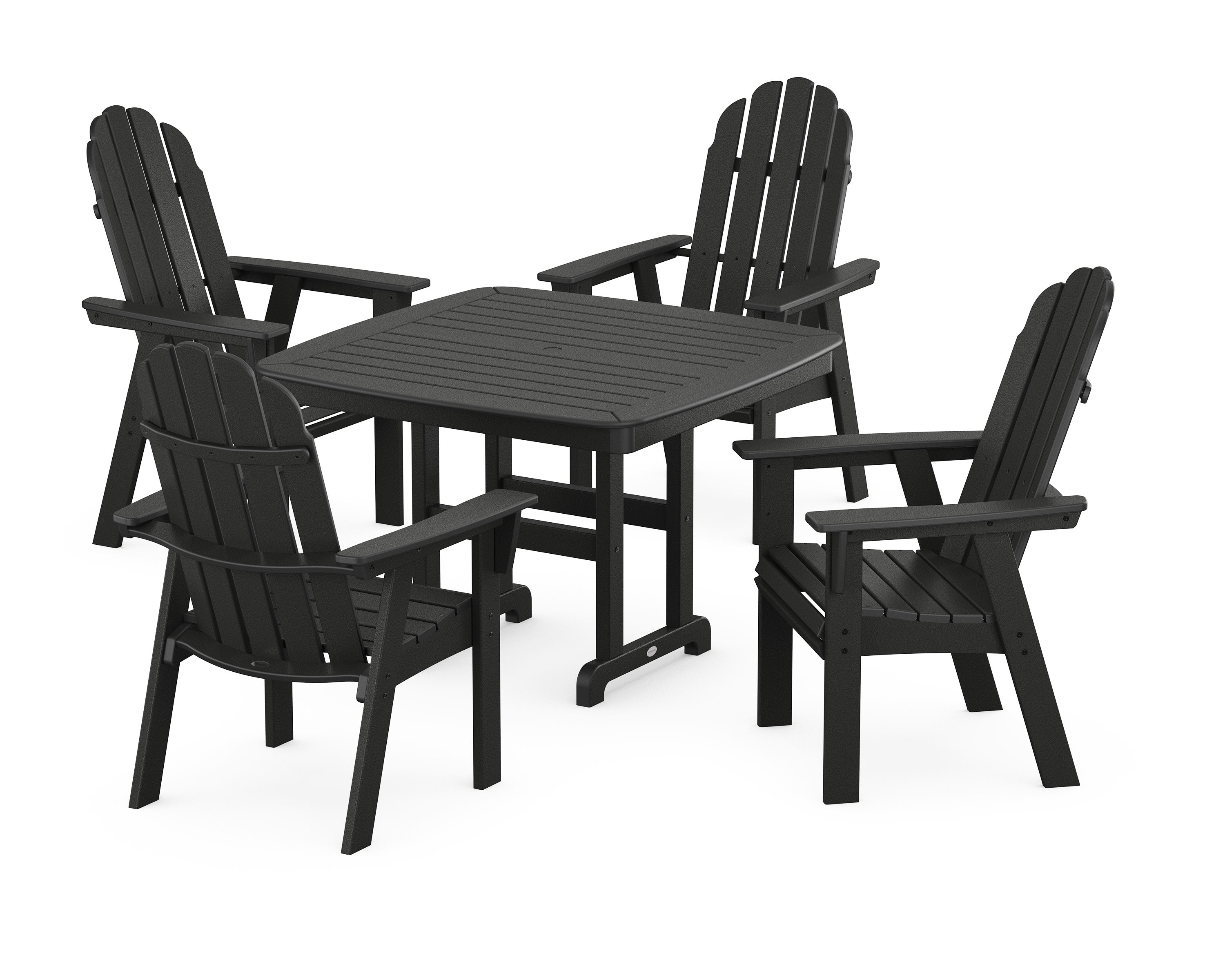 Vineyard Curveback Adirondack 5-Piece Dining Set in Black