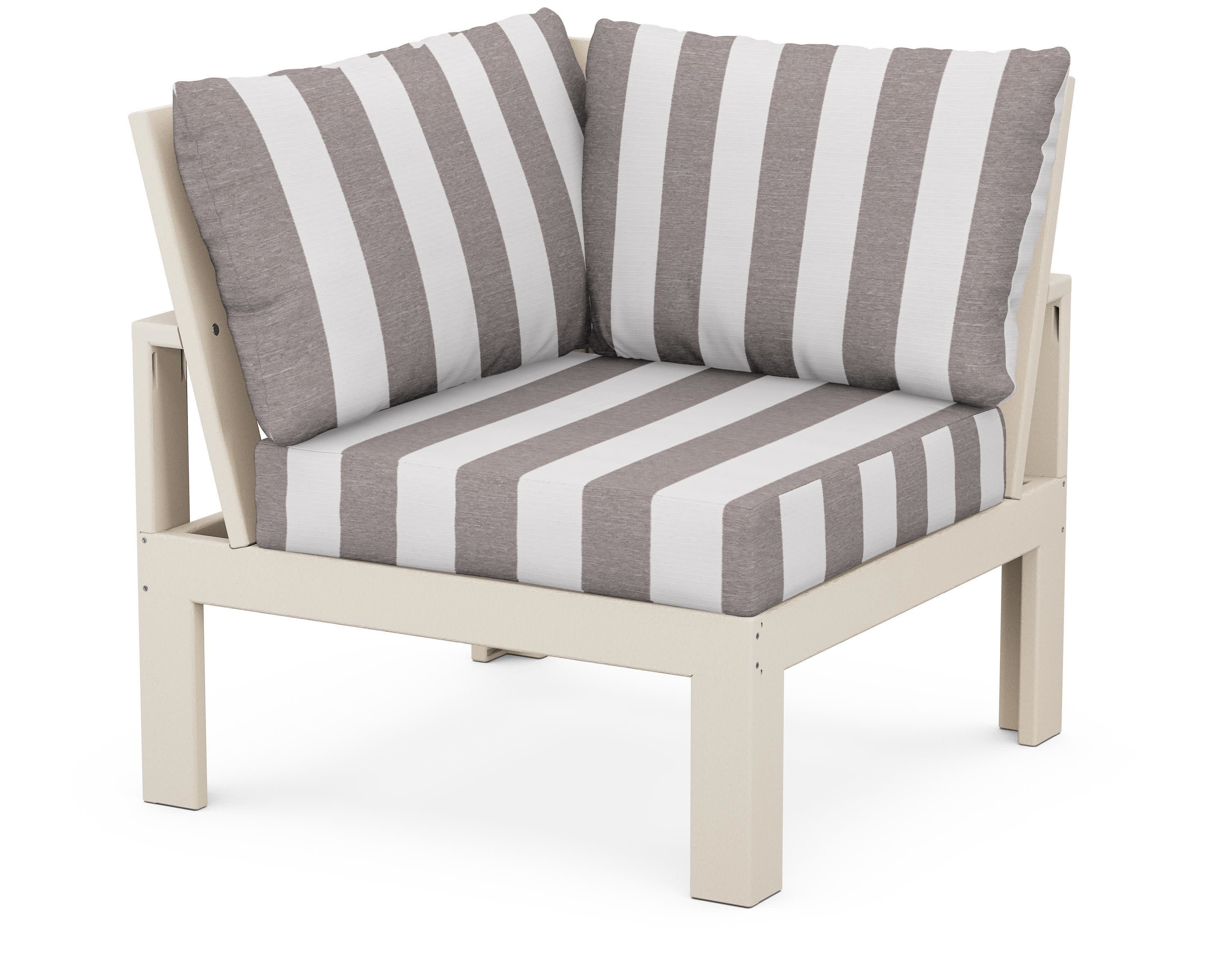 Modular Corner Chair in Sand / Cabana Stripe Grey Mist