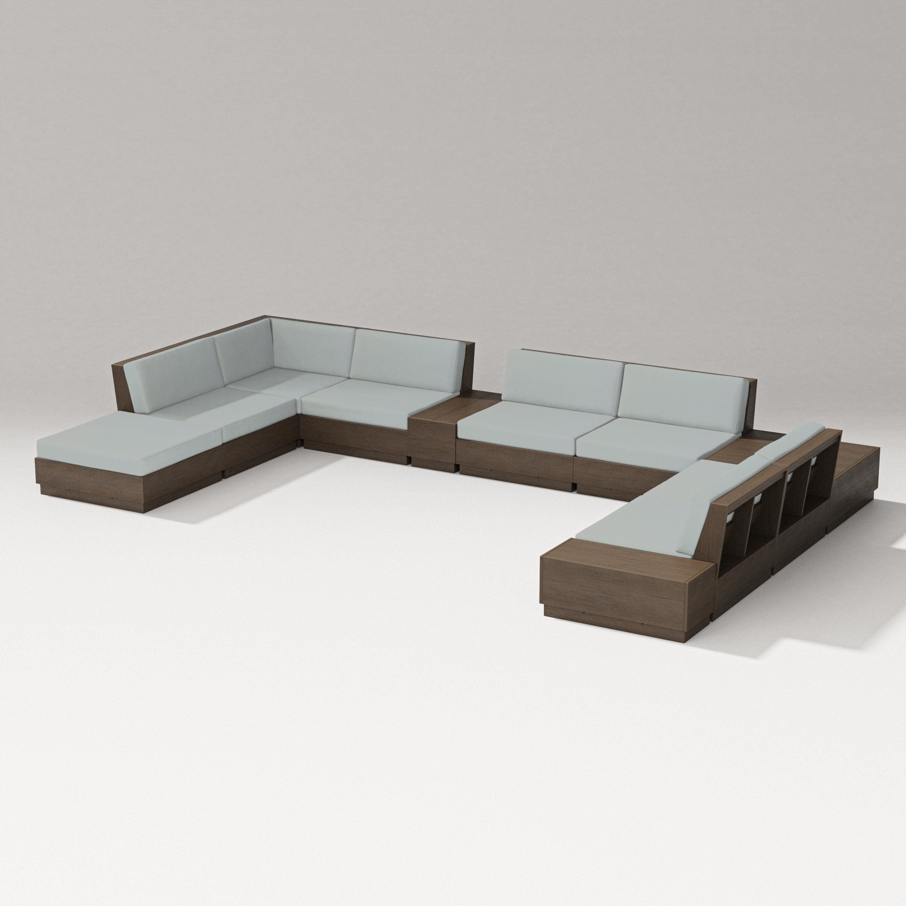 Elevate 11-Piece Conversation Sectional Set in Kona / Spa