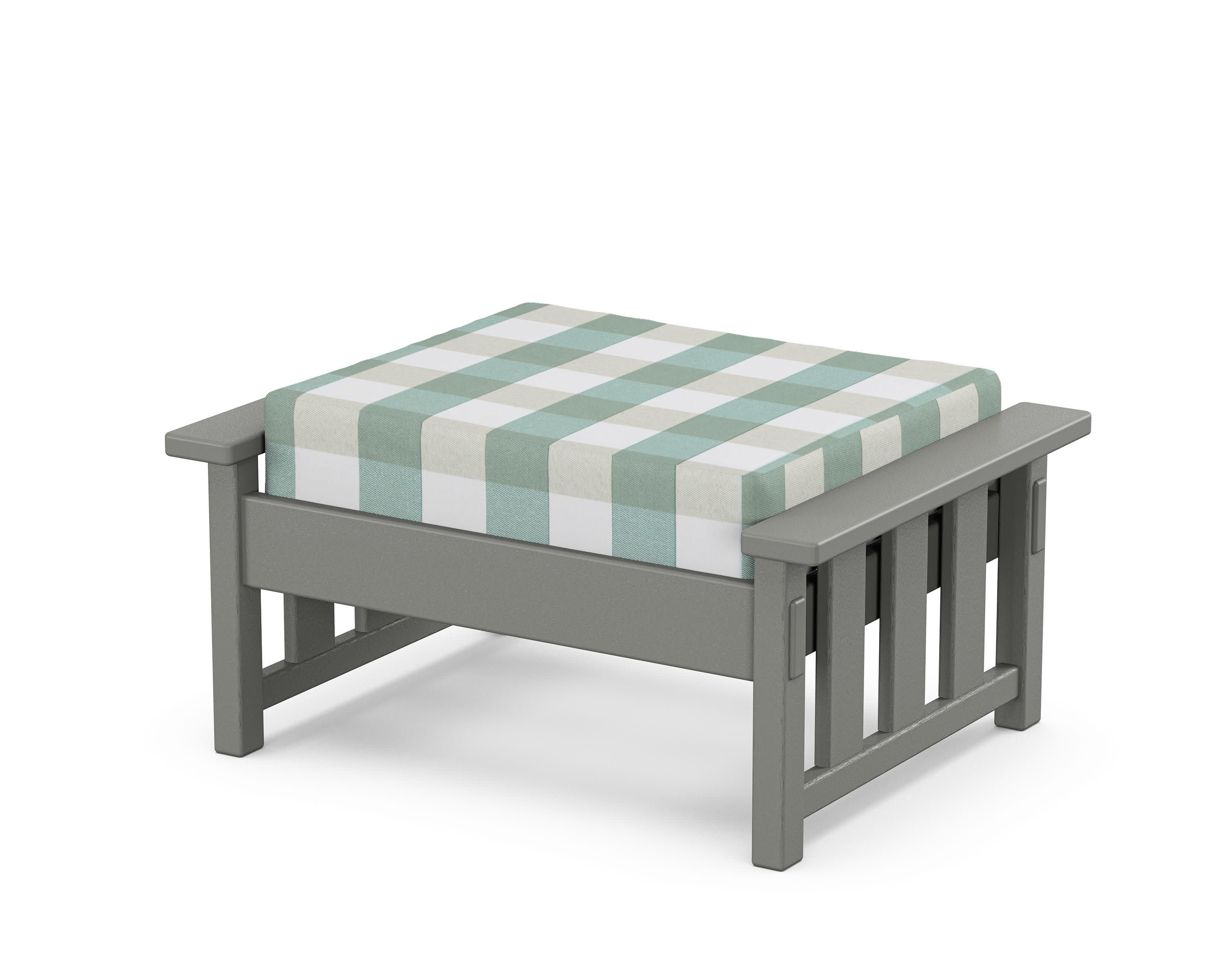 Acadia Deep Seating Ottoman in Slate Grey / Buffalo Plaid Glacier Spa