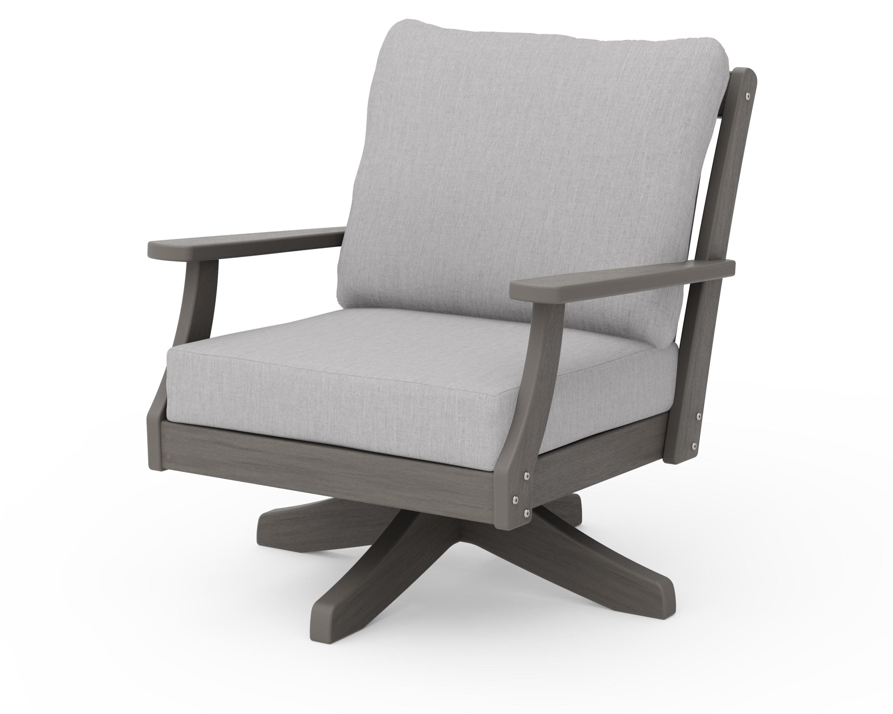 Braxton Deep Seating Swivel Chair in Driftwood / Granite