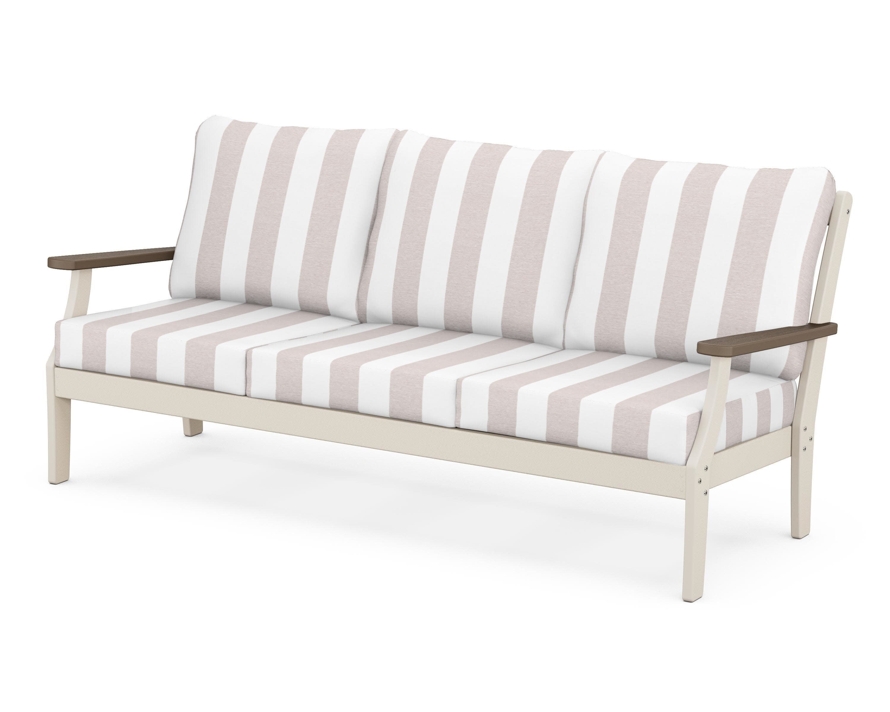 Braxton Deep Seating Sofa in Sand / Kona / Cabana Stripe Dune Burlap