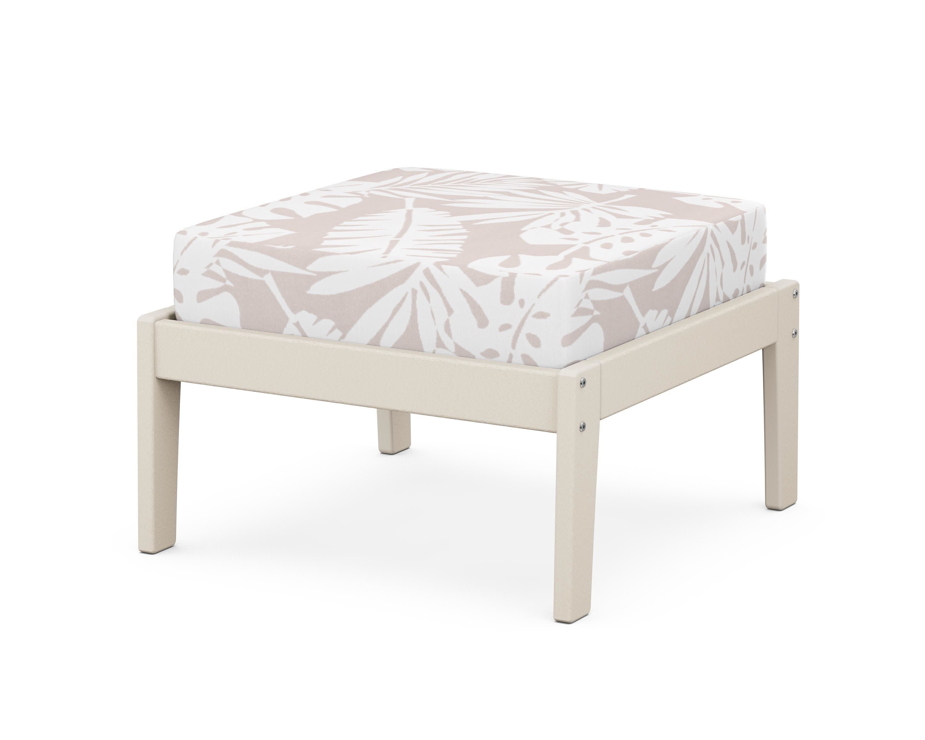 Deep Seating Ottoman in Sand / Leaf Dune Burlap