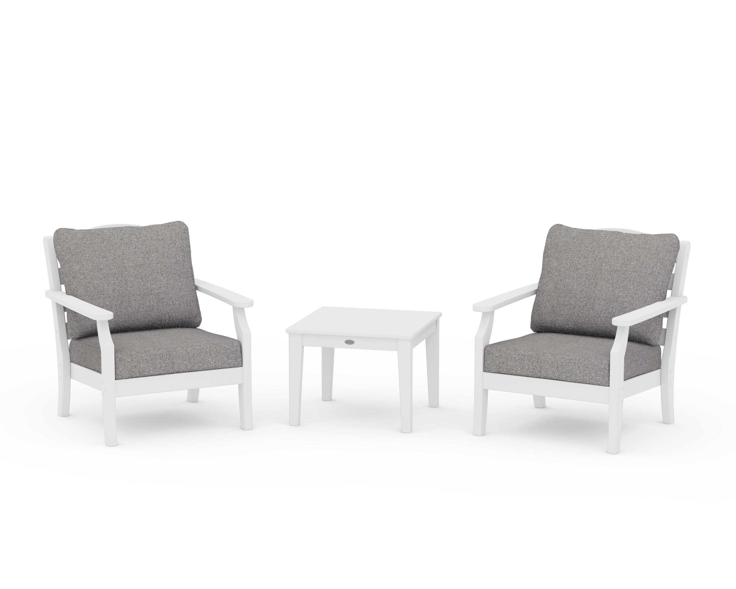 Savannah 3-Piece Deep Seating Set in White / Grey Mist