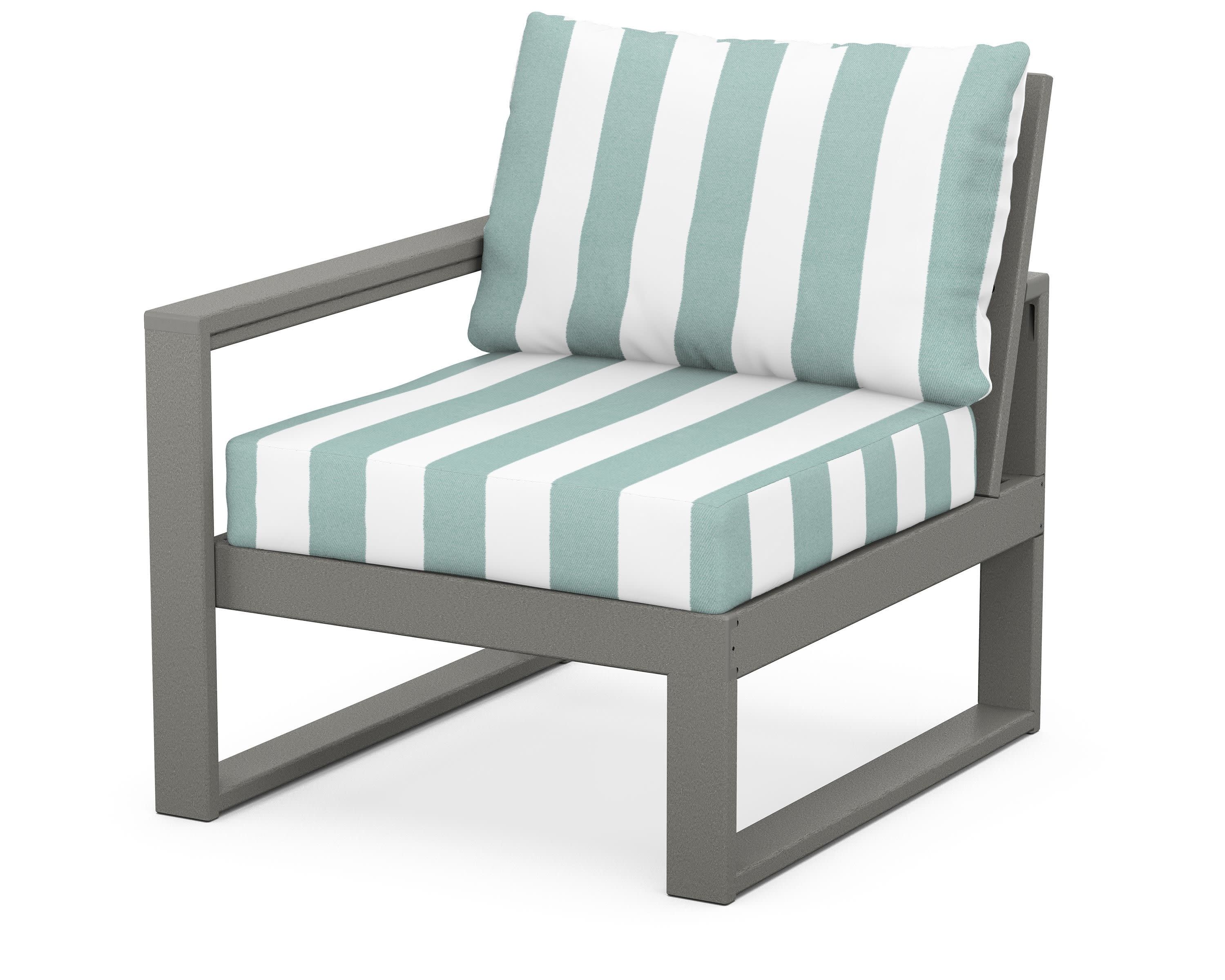 EDGE Modular Left Arm Chair in Slate Grey / Cabana Stripe Glacier Spa